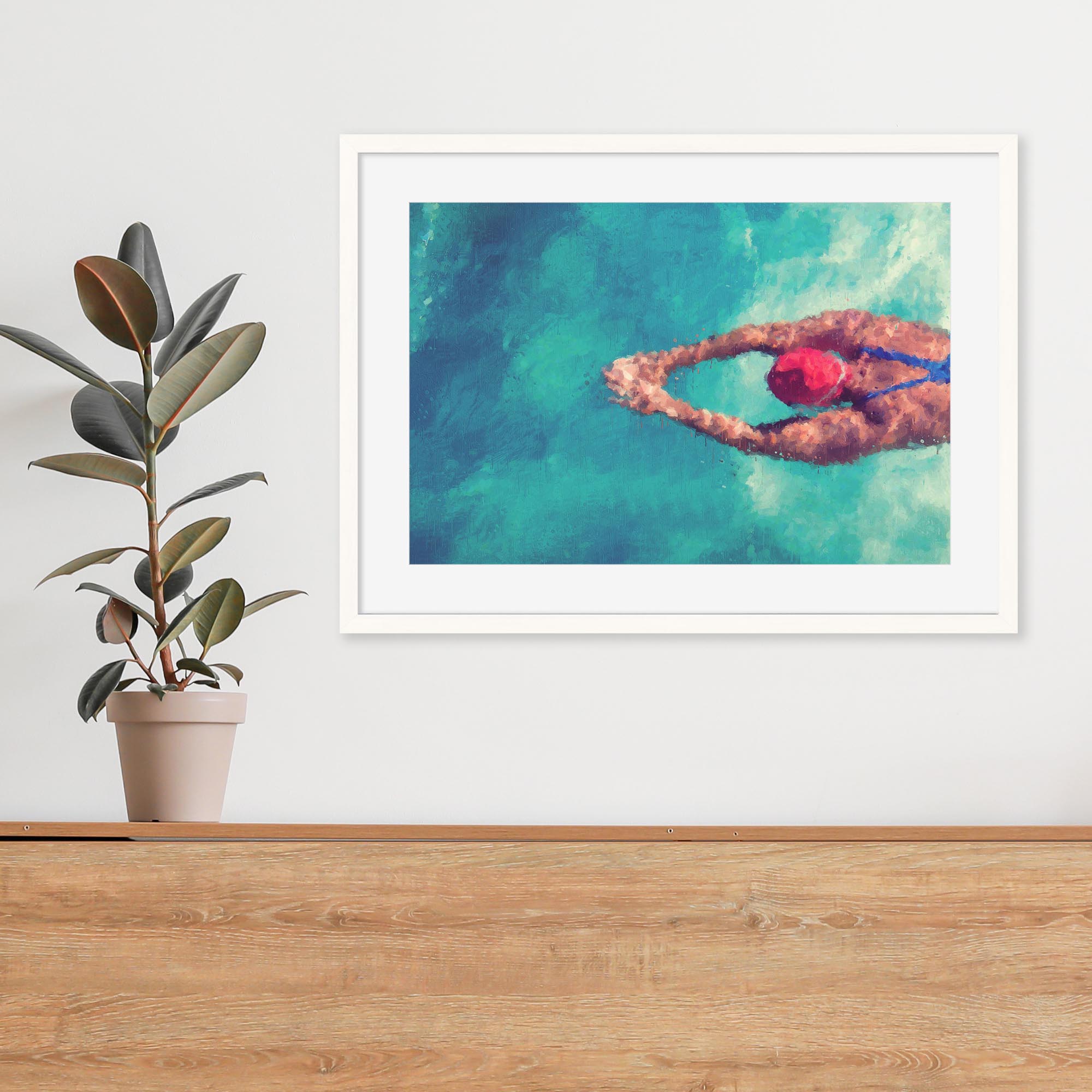Impressionist Olympic Swimmer Art Print-Abstract House
