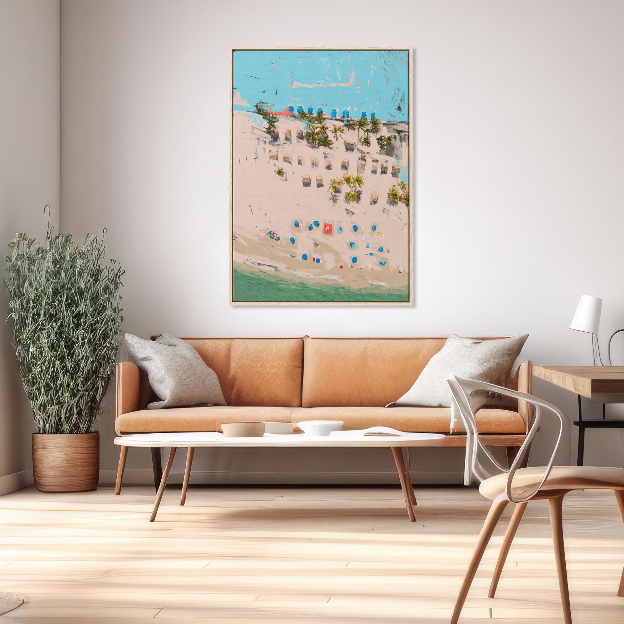 Abstract Beige 3 Framed Canvas-Abstract House