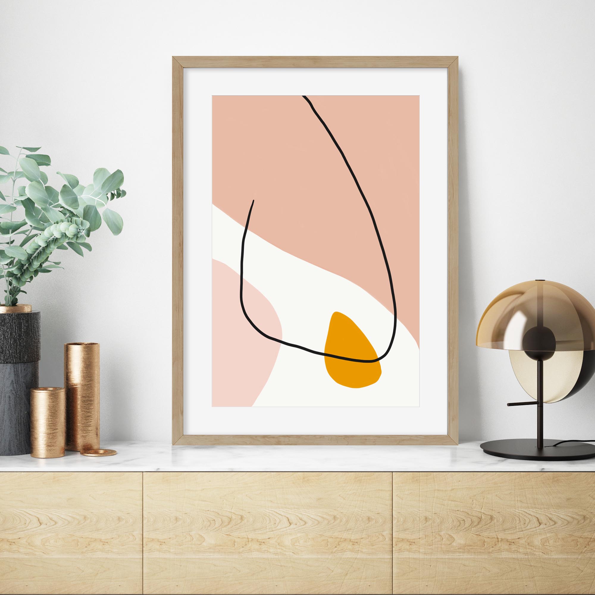 Peach Abstract Blooms Art Print-Abstract House
