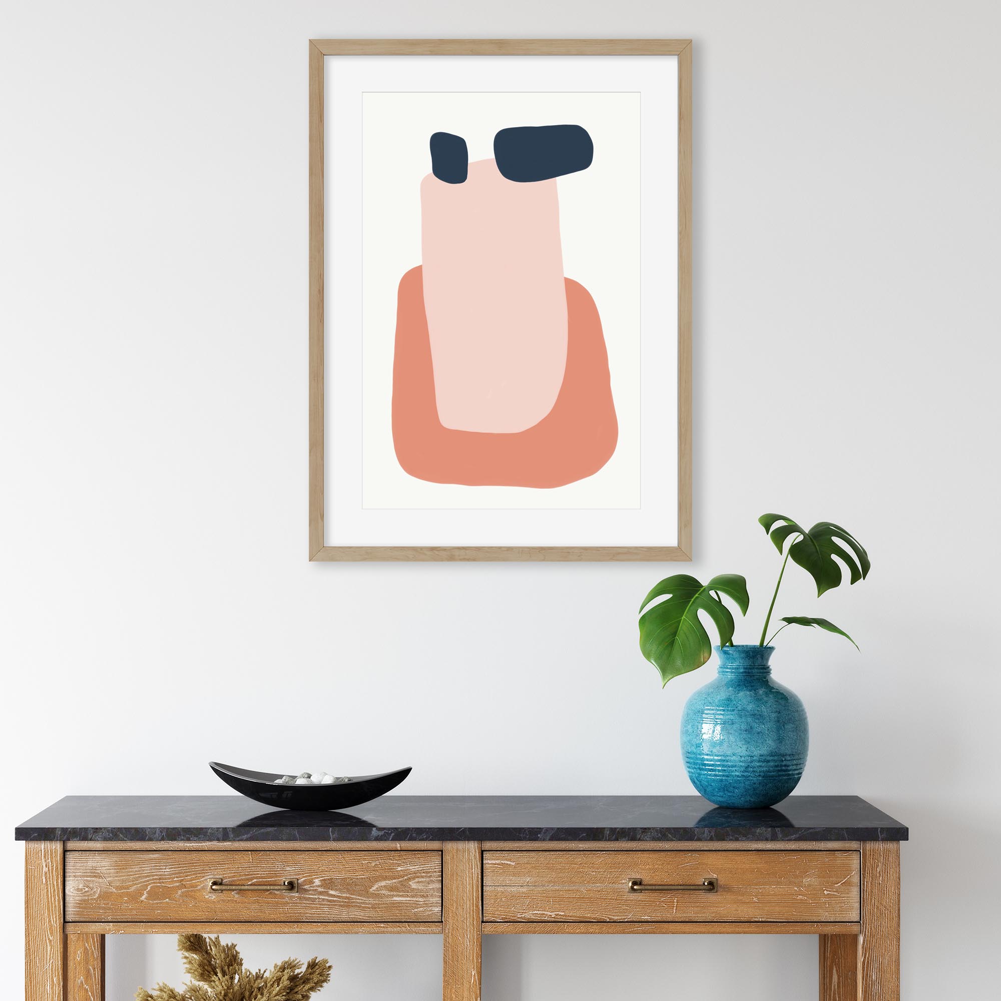 Peach Abstract Shapes Art Print-Abstract House