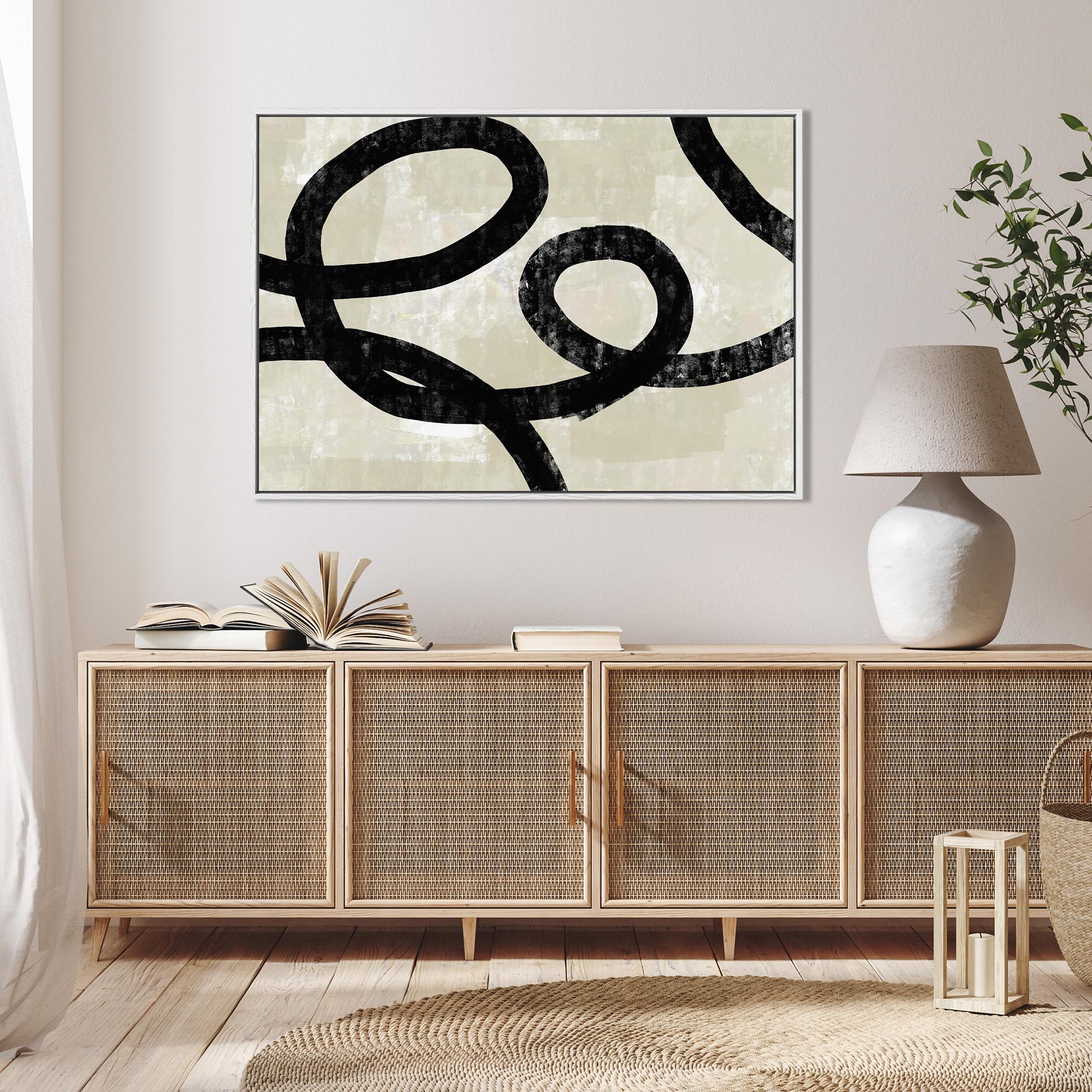 Neutral Curved Lines Canvas Print-Abstract House
