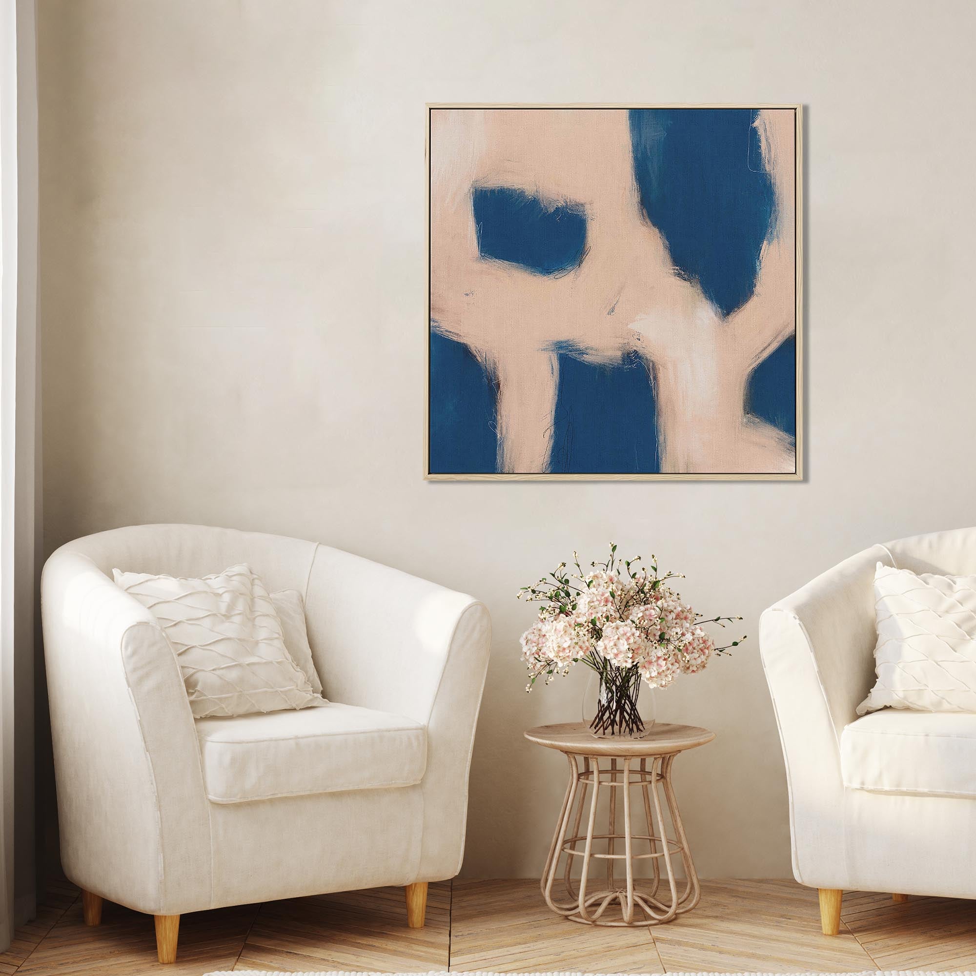 Blush Block Out Framed Canvas