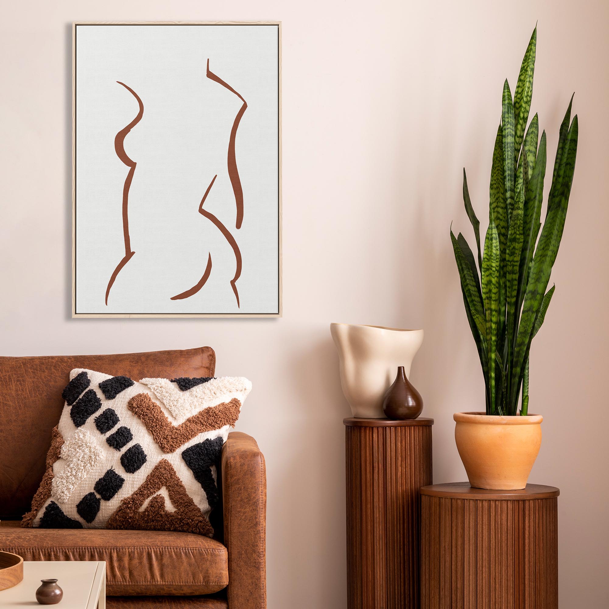 Female Nude Framed Canvas-Abstract House