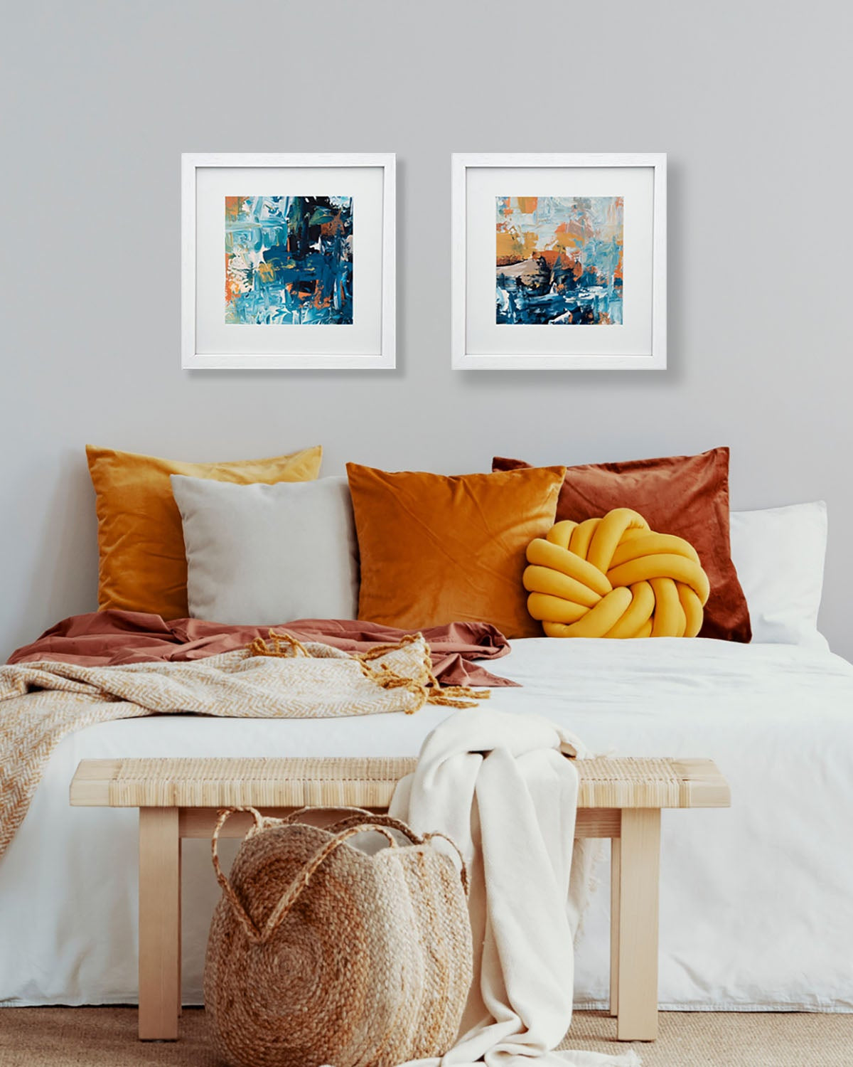 Tidal Waves Diptych Limited Edition Print-framed-Limited Edition-Abstract House