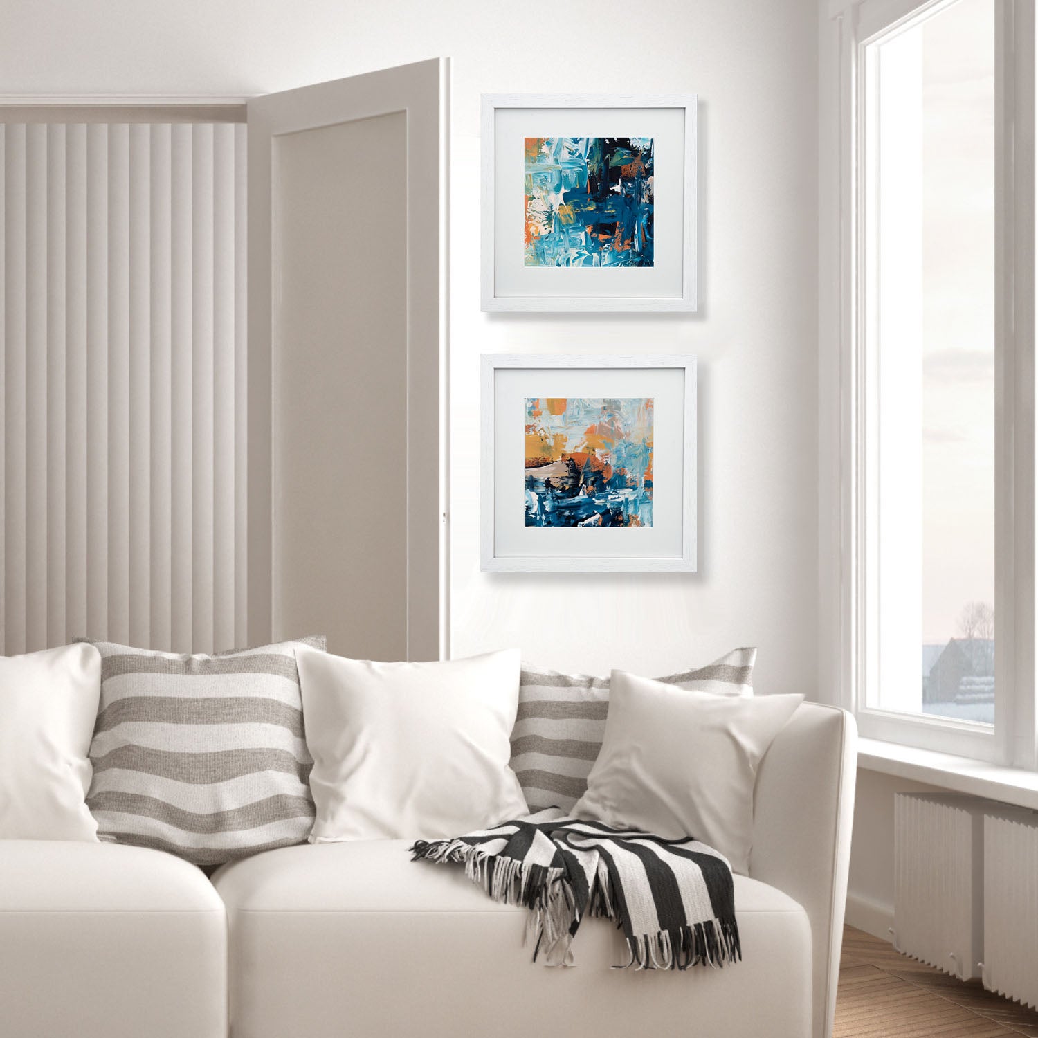 Tidal Waves Diptych Limited Edition Print-framed-Limited Edition-Abstract House