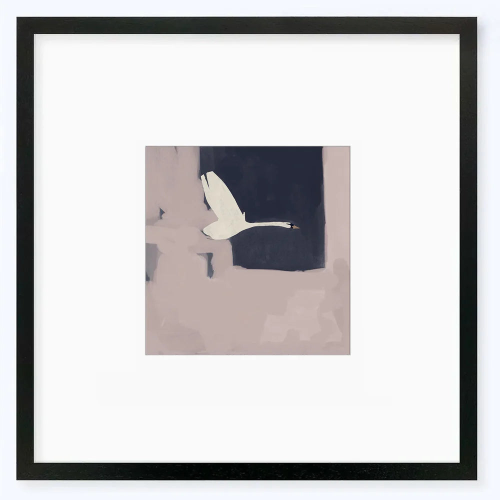 Swan In Flight Art Print-Abstract House