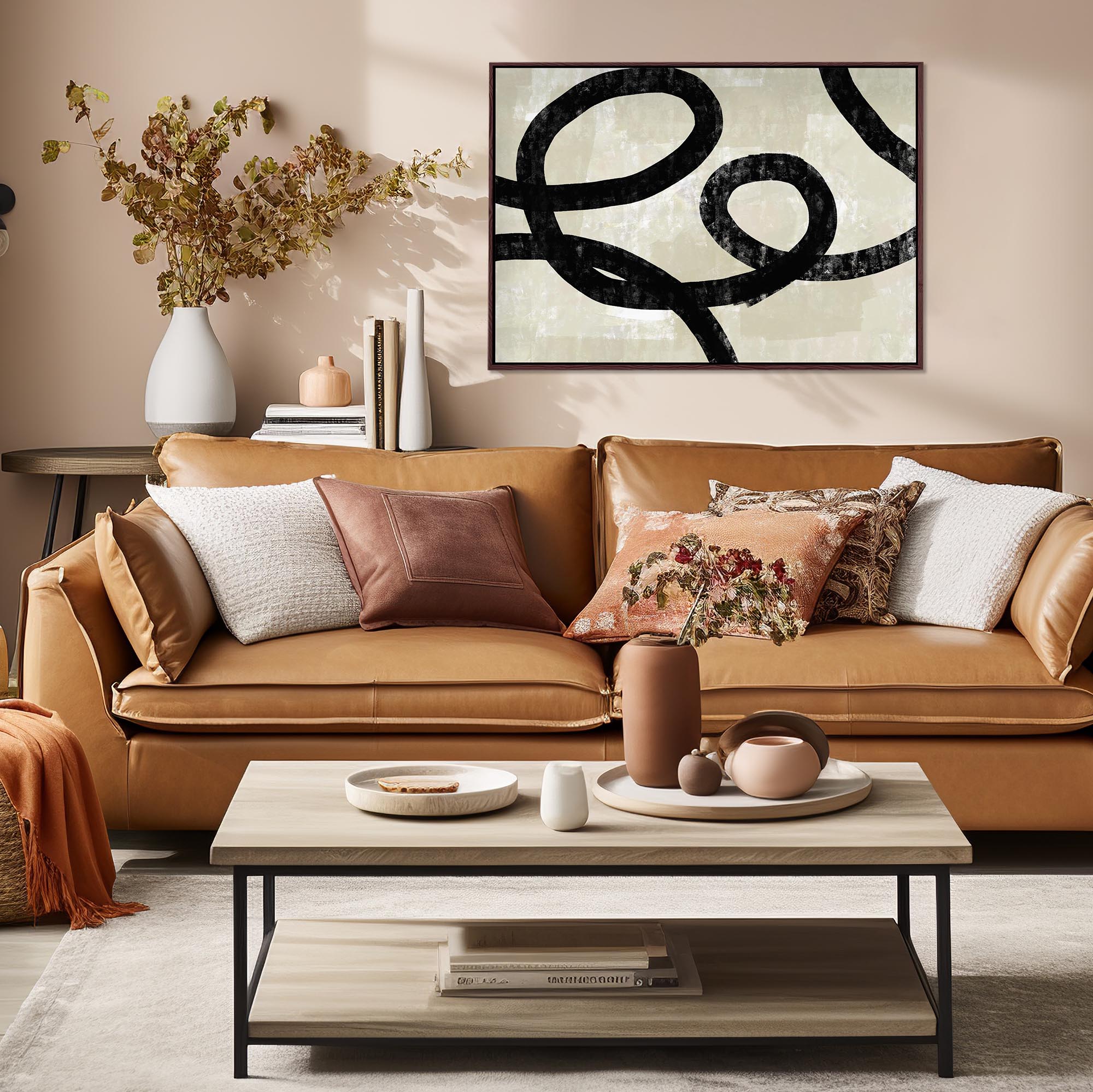 Neutral Curved Lines Canvas Print