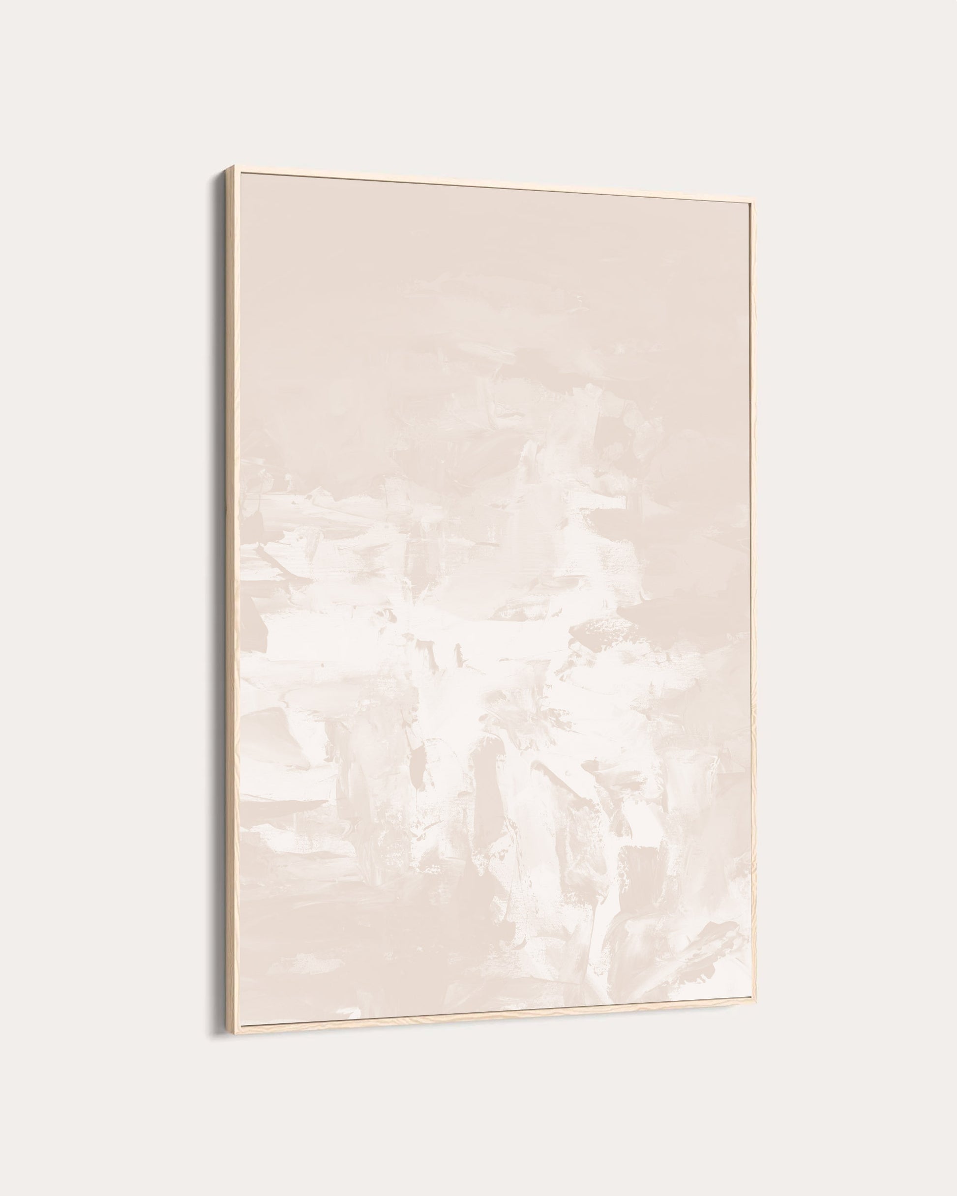 minimal beige abstract painting with neutral tones white and taupe beige natural frame