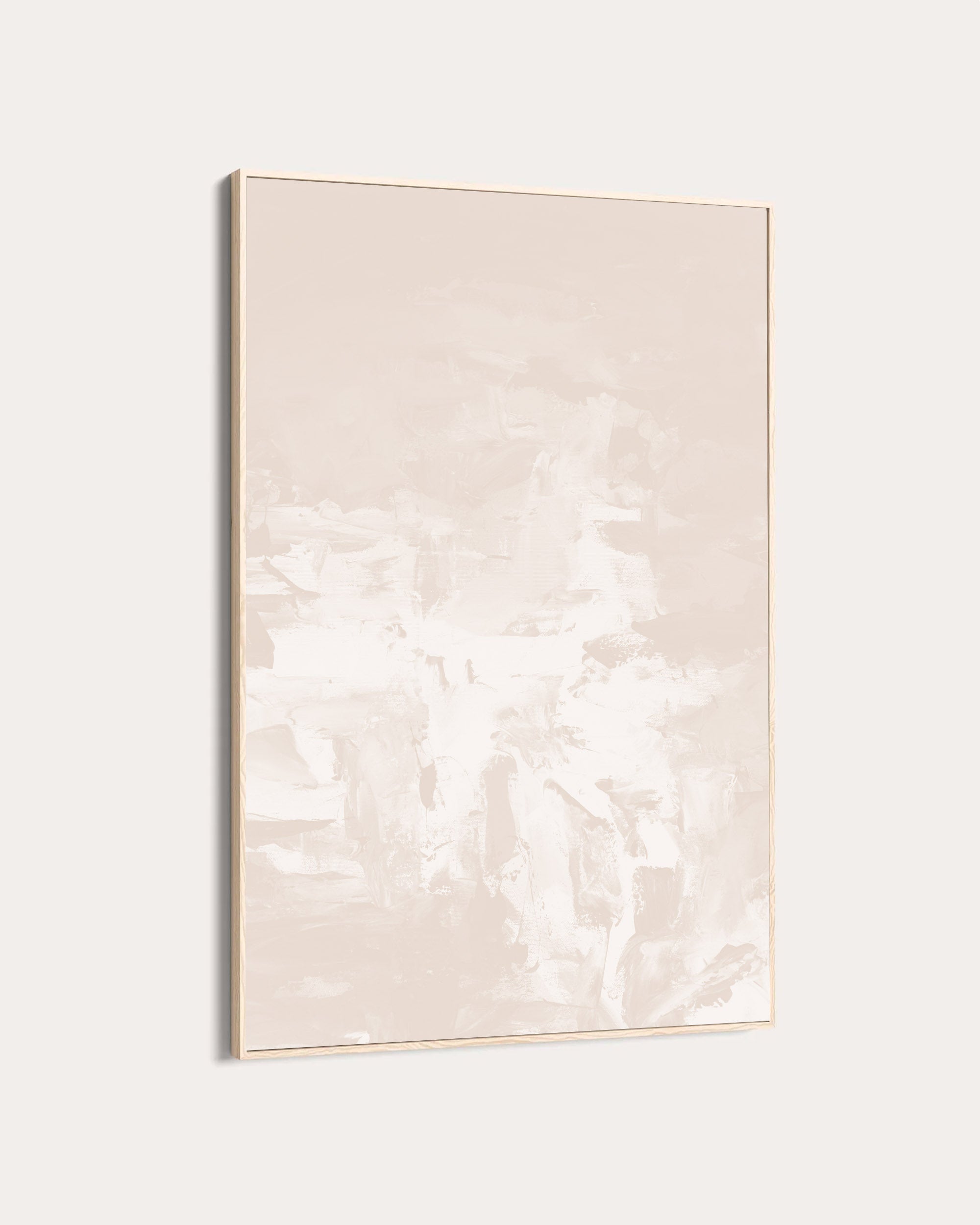 minimal beige abstract painting with neutral tones white and taupe beige natural frame