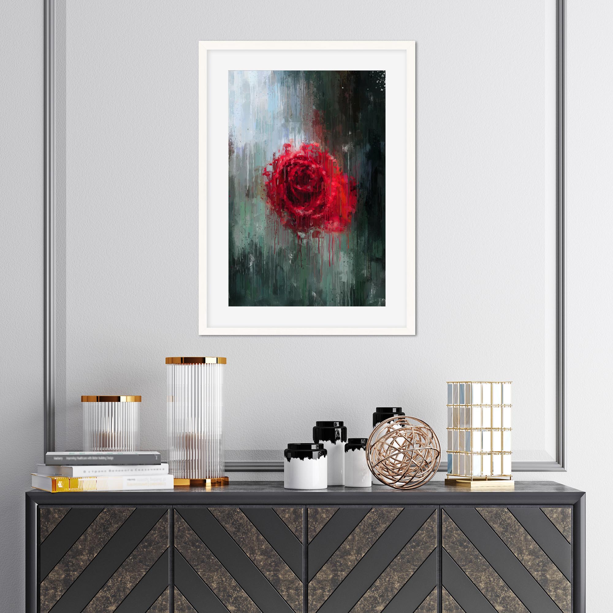 The Red Rose Impressionist Flowers Fine Art Print