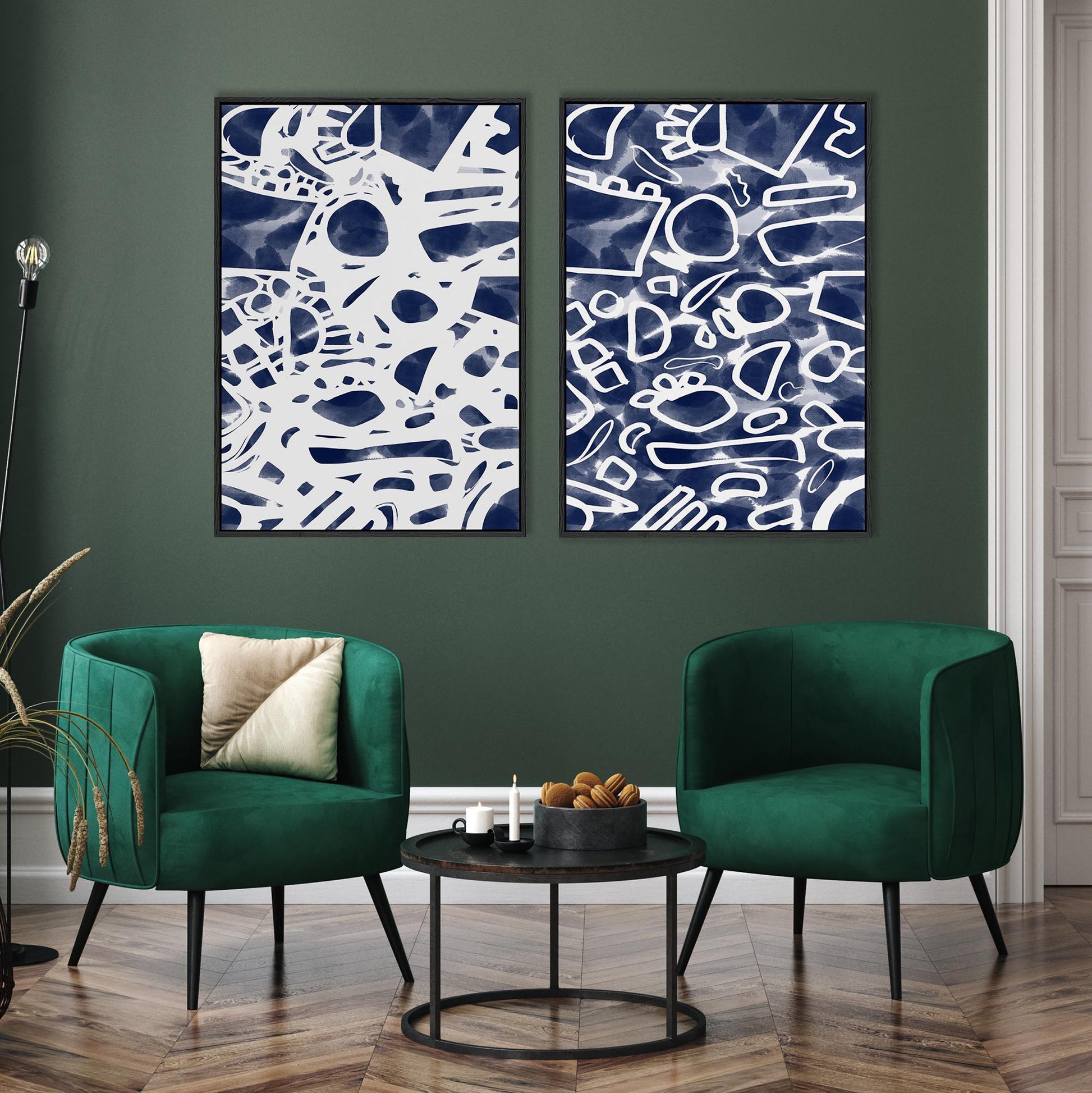 The Blueprint Framed Canvas Set-Abstract House