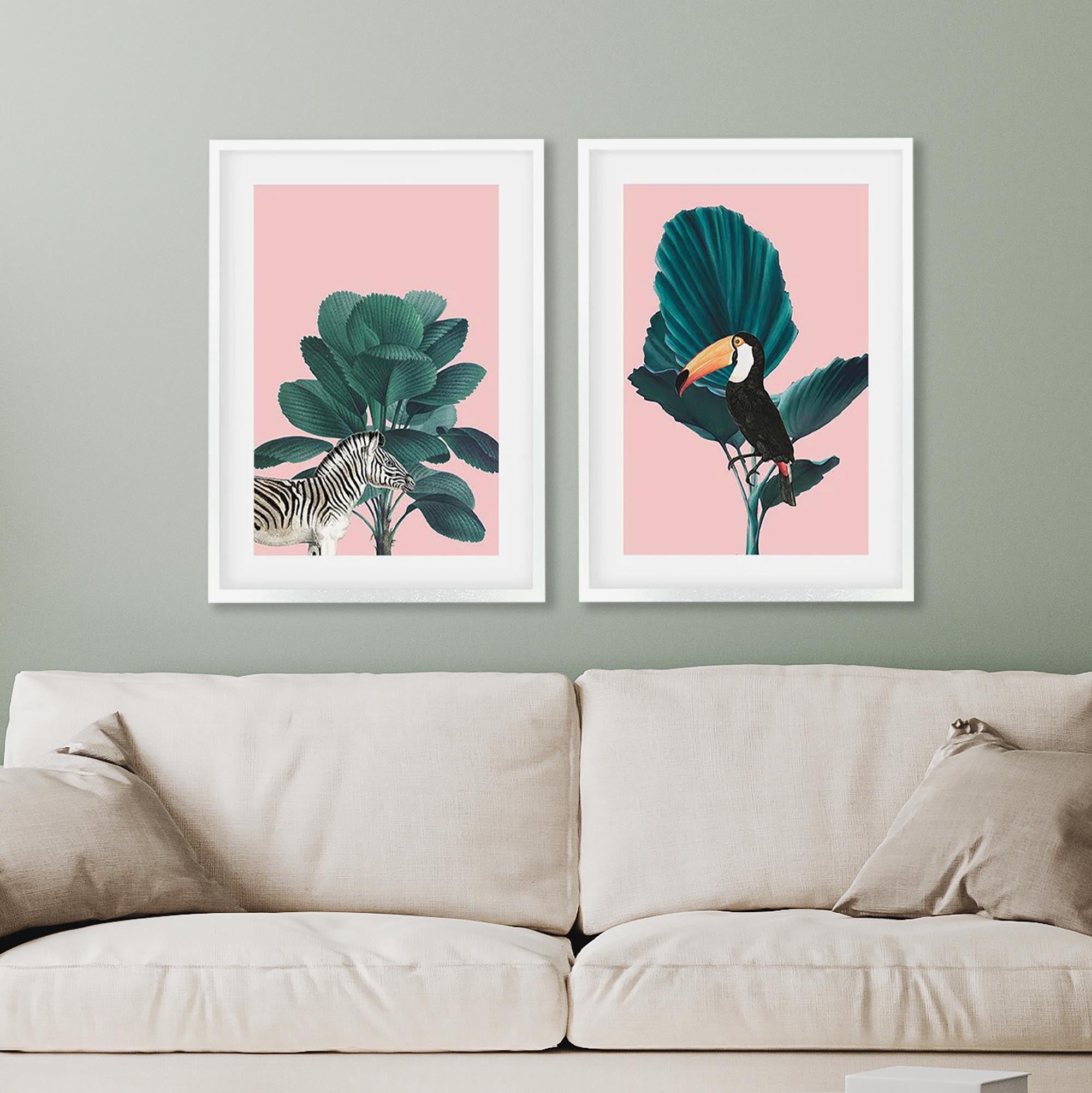 Tropical Jungle Animals - Print Set Of 2-Abstract House