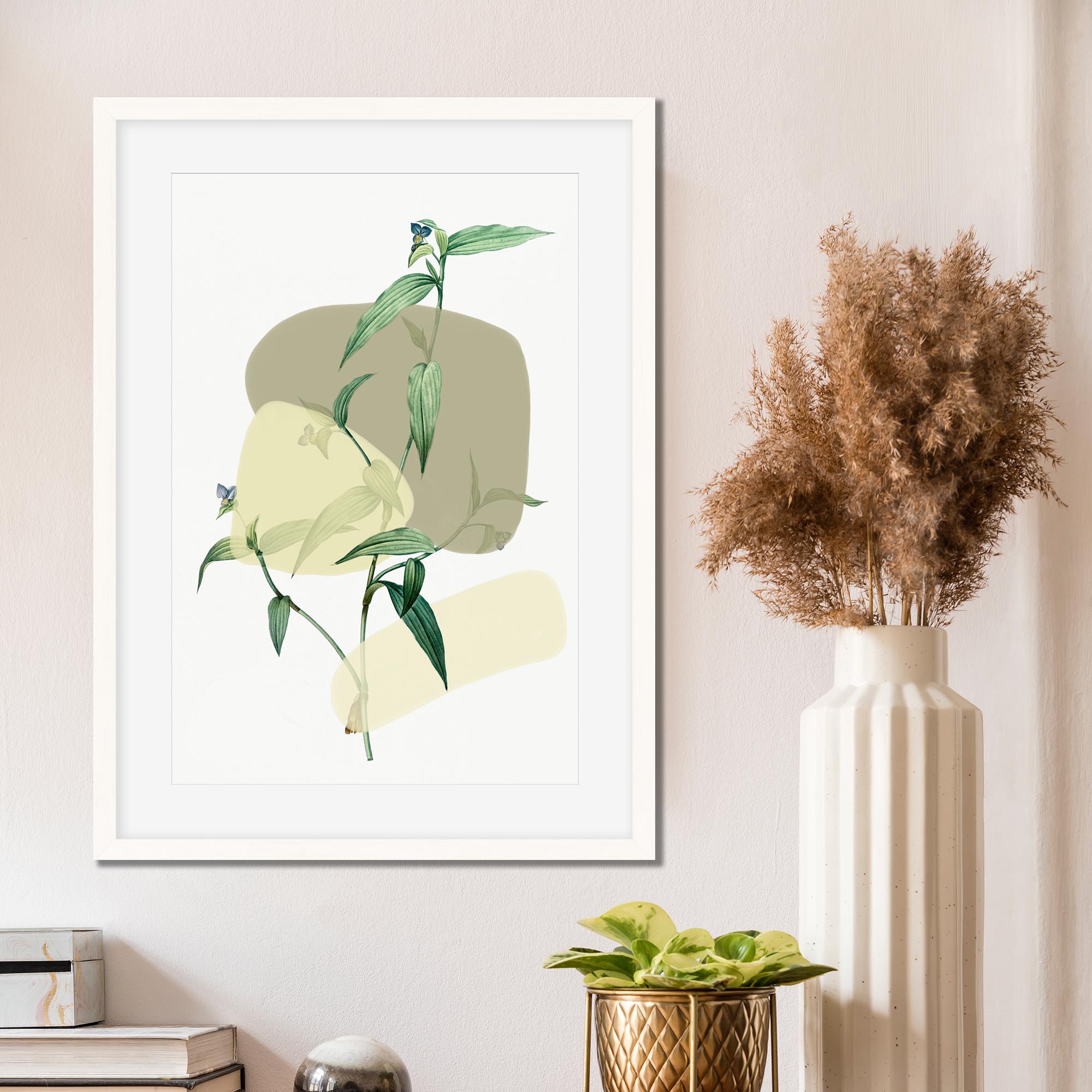 Vintage Plant With Shapes 2 Art Print-Abstract House