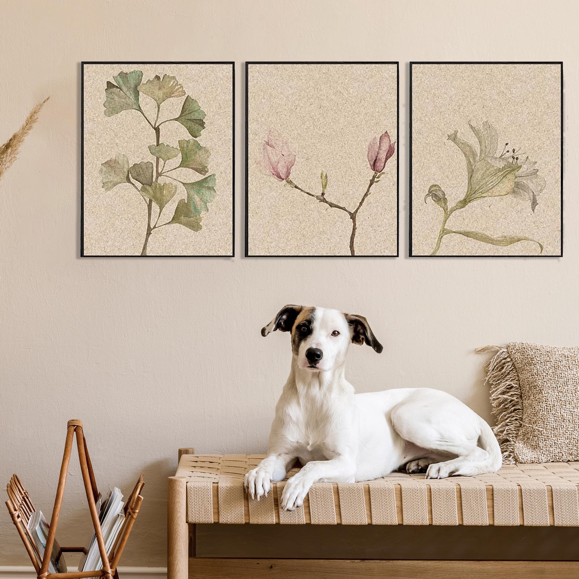 Vintage Botanical Leaves Canvas Set Of 3-Abstract House