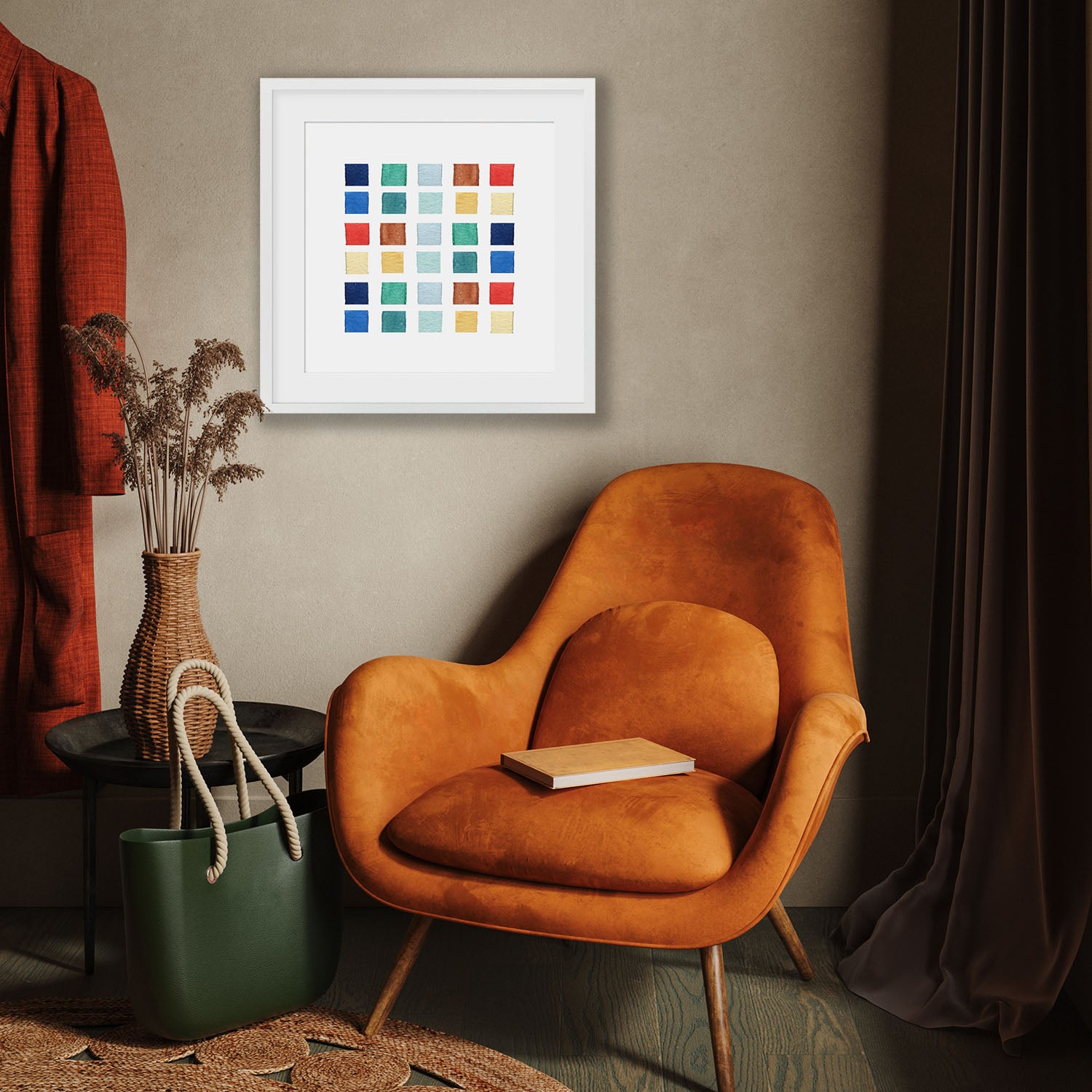 retro art print, watercolour swatches fine art print framed art UK luxury gifts corporate gifts