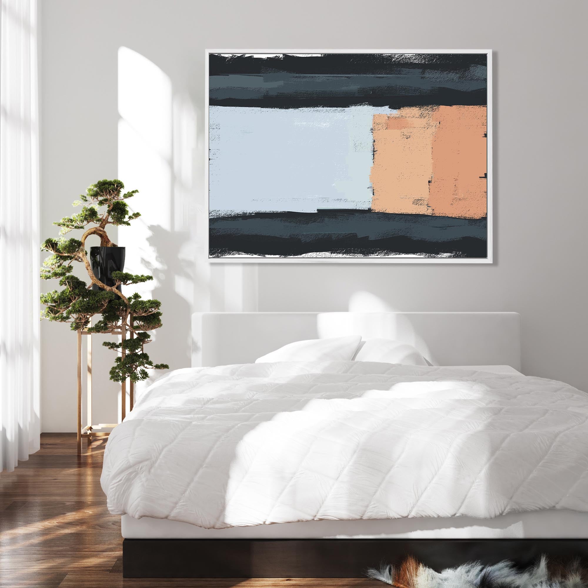 Abstract Colour Blocks Framed Canvas-Abstract House