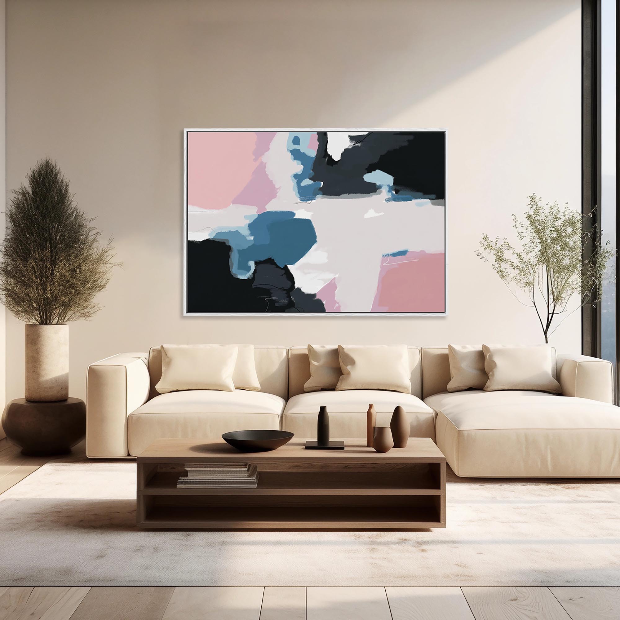 Abstract Pastel Colours 2 Framed Canvas-Abstract House