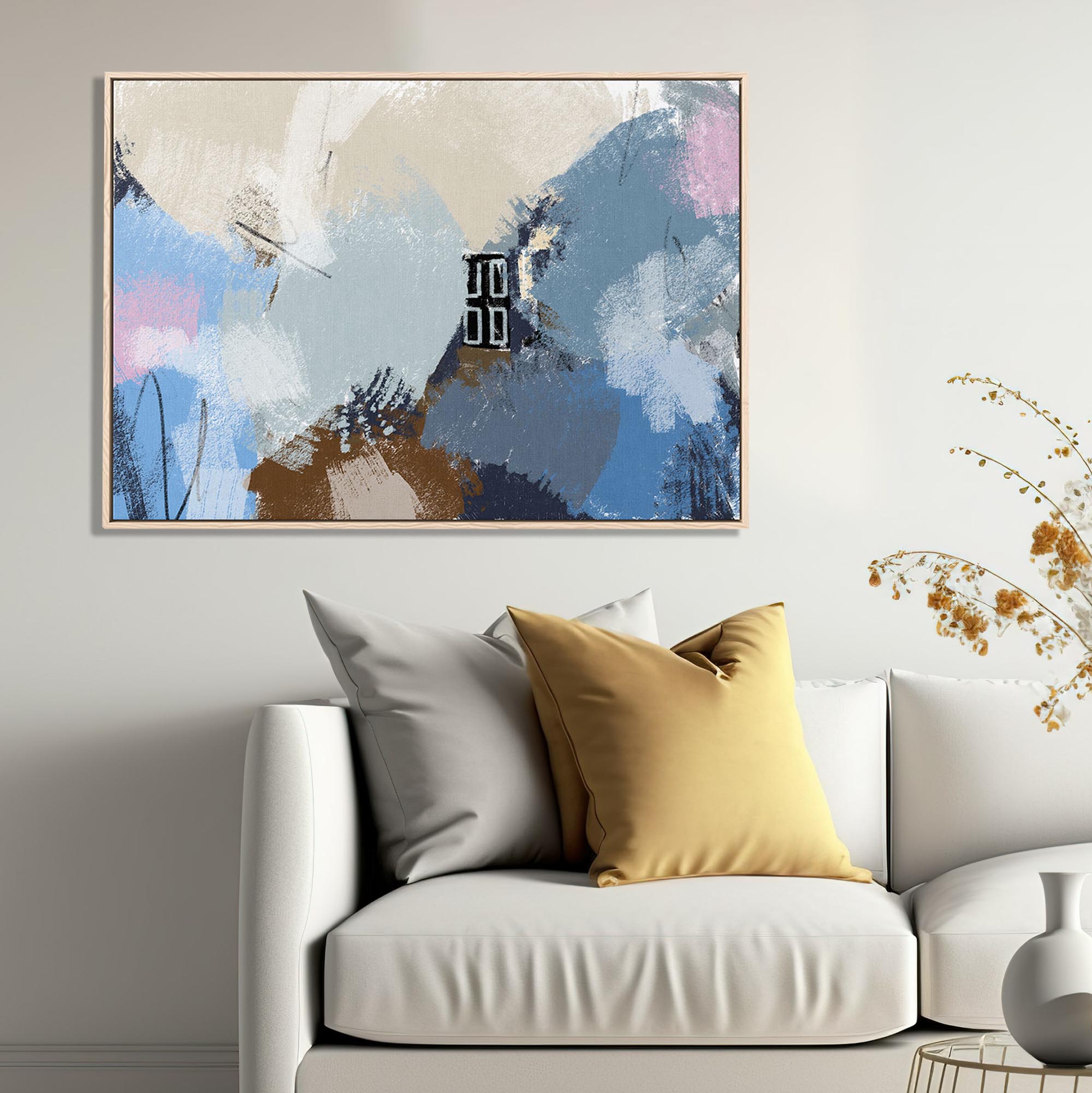 Blushed Tones Framed Framed Canvas-Abstract House