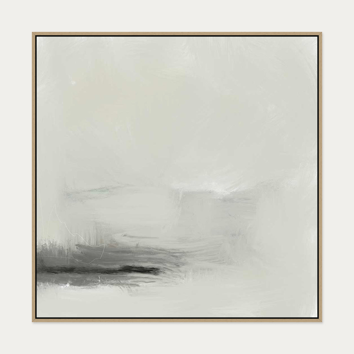 A Neutral Wash Canvas Art — 100 x 100 cm — Oak Frame