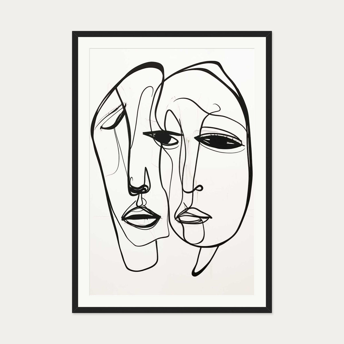 A Pair Of Faces Art Print — 70 x 100 cm — Black Frame