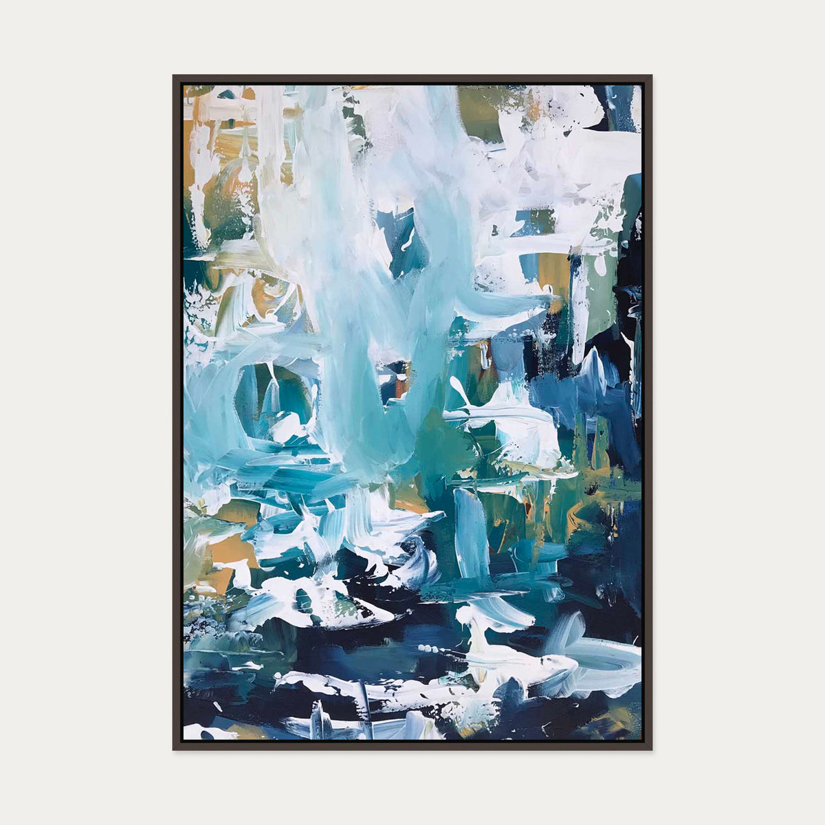 Abstract 102 Canvas Art — 70 x 100 cm — Brown Frame