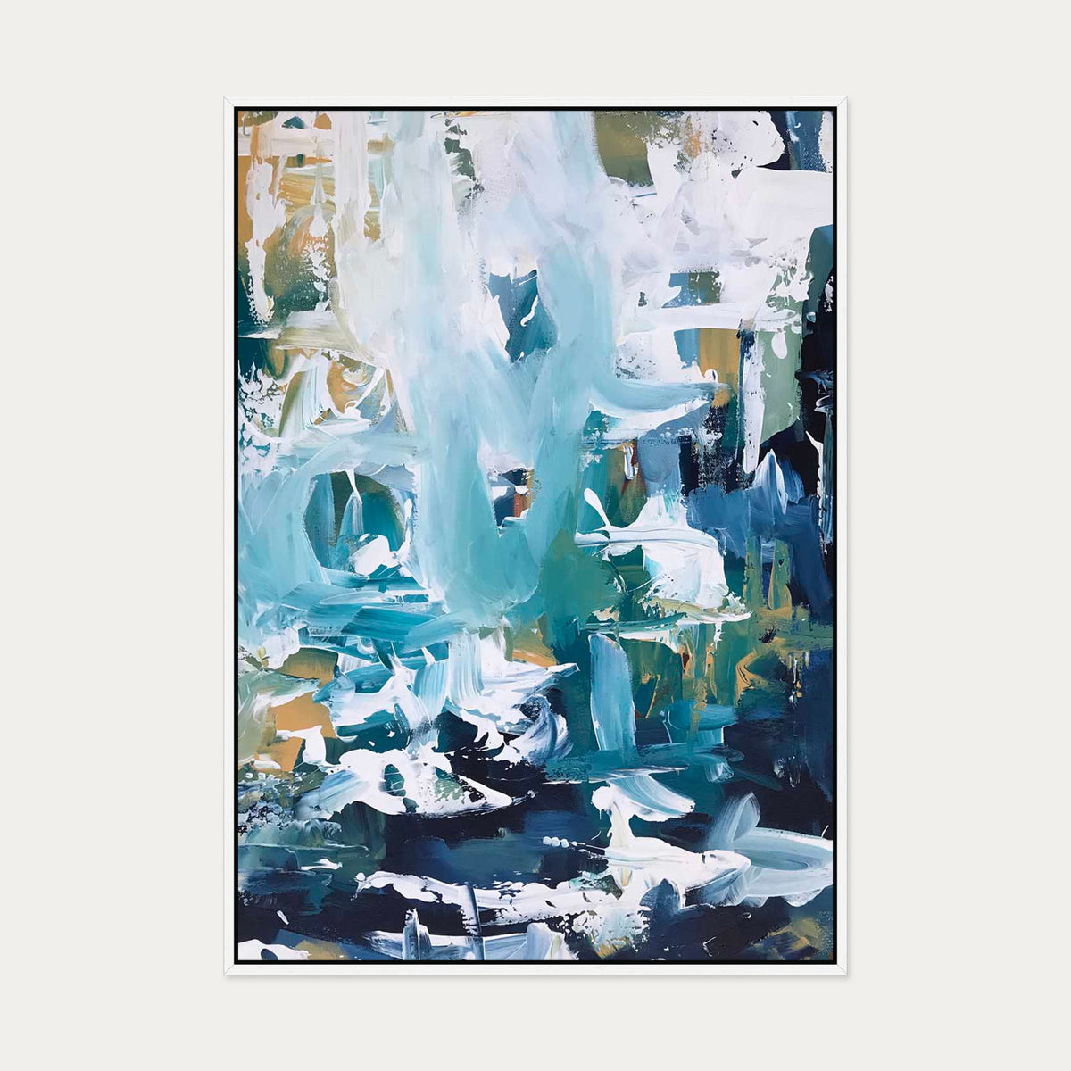 Abstract 102 Canvas Art — 70 x 100 cm — White Frame