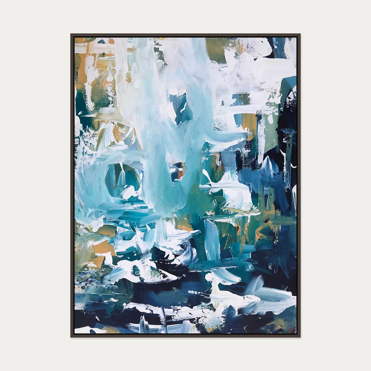 Abstract 102 Canvas Art — 90 x 120 cm — Brown Frame