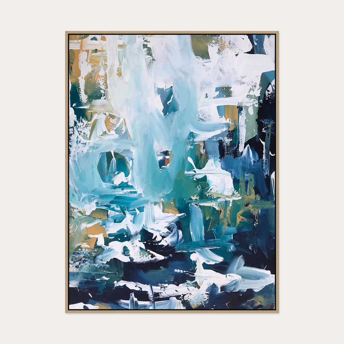 Abstract 102 Canvas Art — 90 x 120 cm — Oak Frame