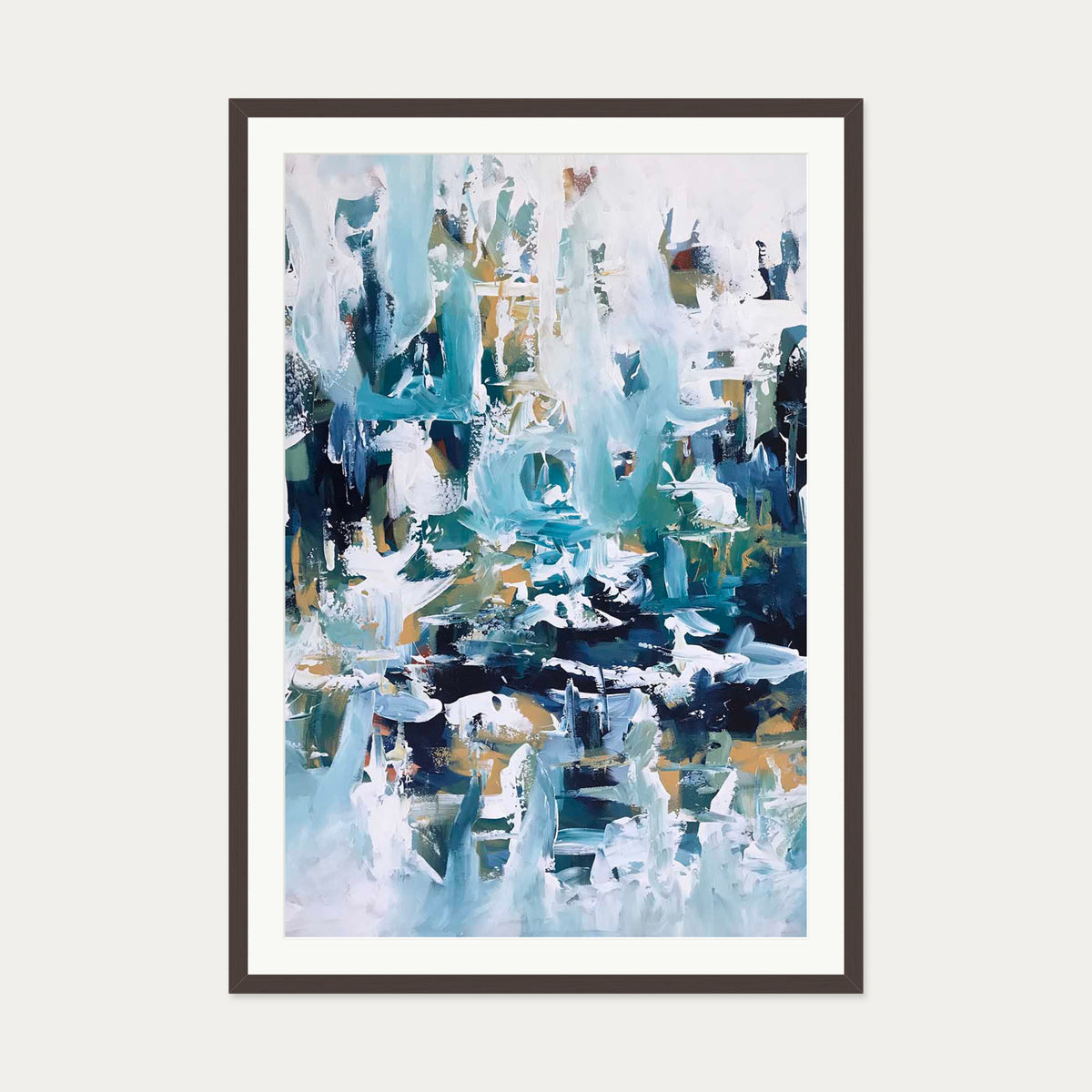 Abstract 103 Art Print — 70 x 100 cm — Brown Frame