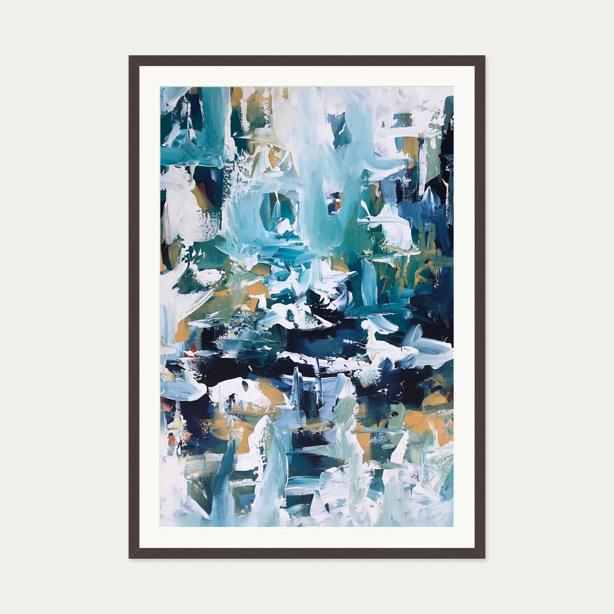 Abstract 104 Art Print — 70 x 100 cm — Brown Frame