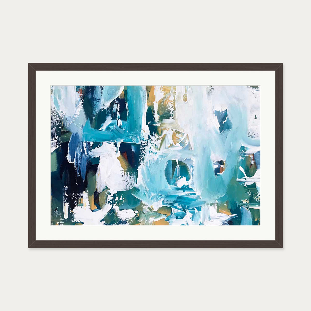 Abstract 105 Art Print — 50 x 70 cm — Brown Frame