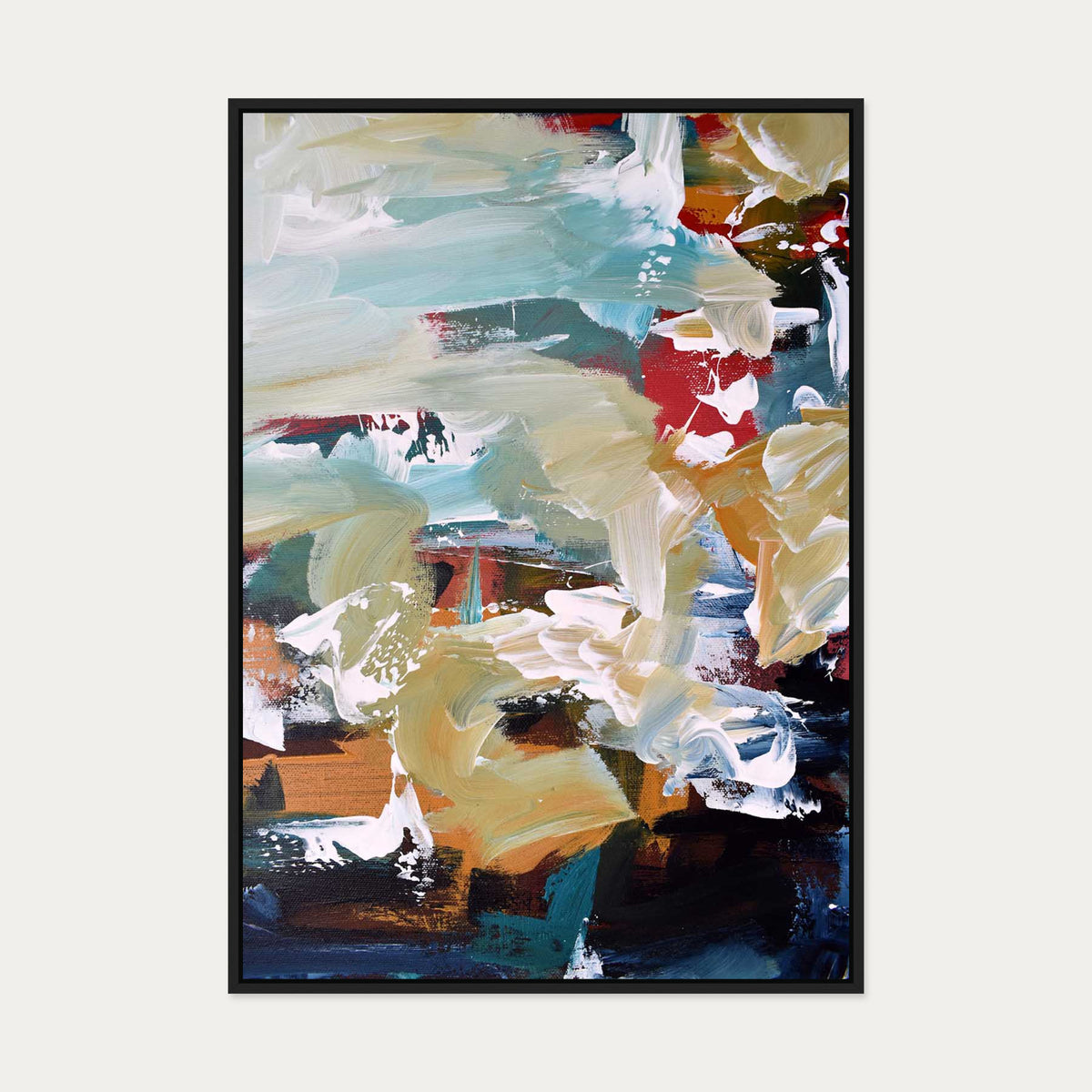 Abstract 107 Canvas Art — 70 x 100 cm — Black Frame