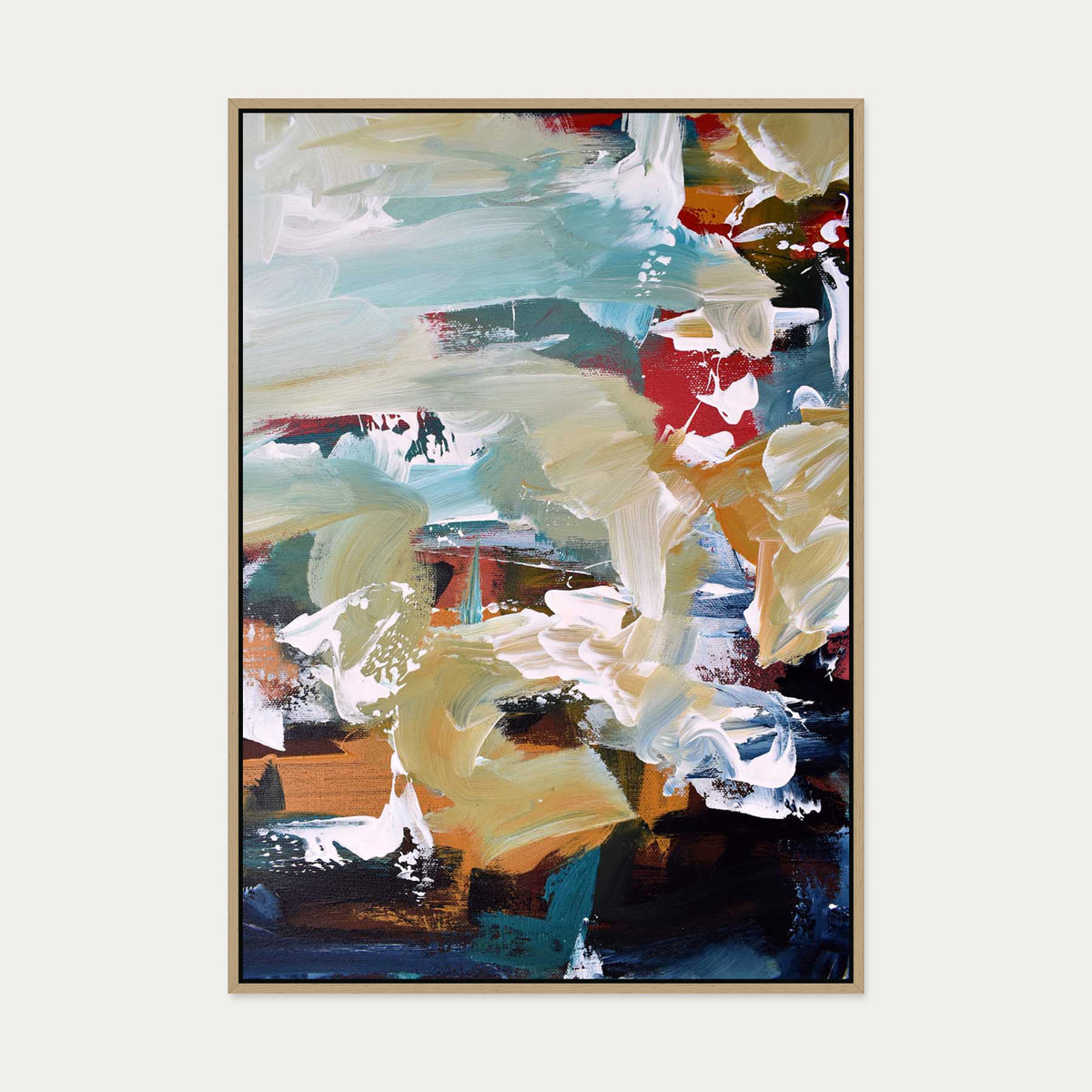Abstract 107 Canvas Art — 70 x 100 cm — Oak Frame