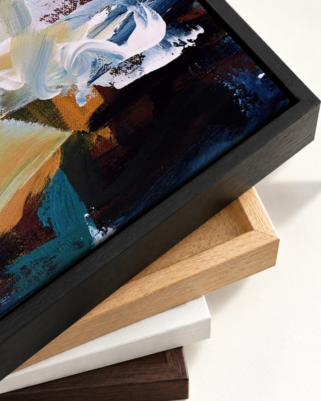 Abstract 107 Canvas Art — framed canvas corner and wrapped canvas detail