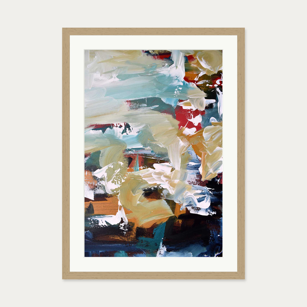 Abstract 107 Art Print — 50 x 70 cm — Oak Frame