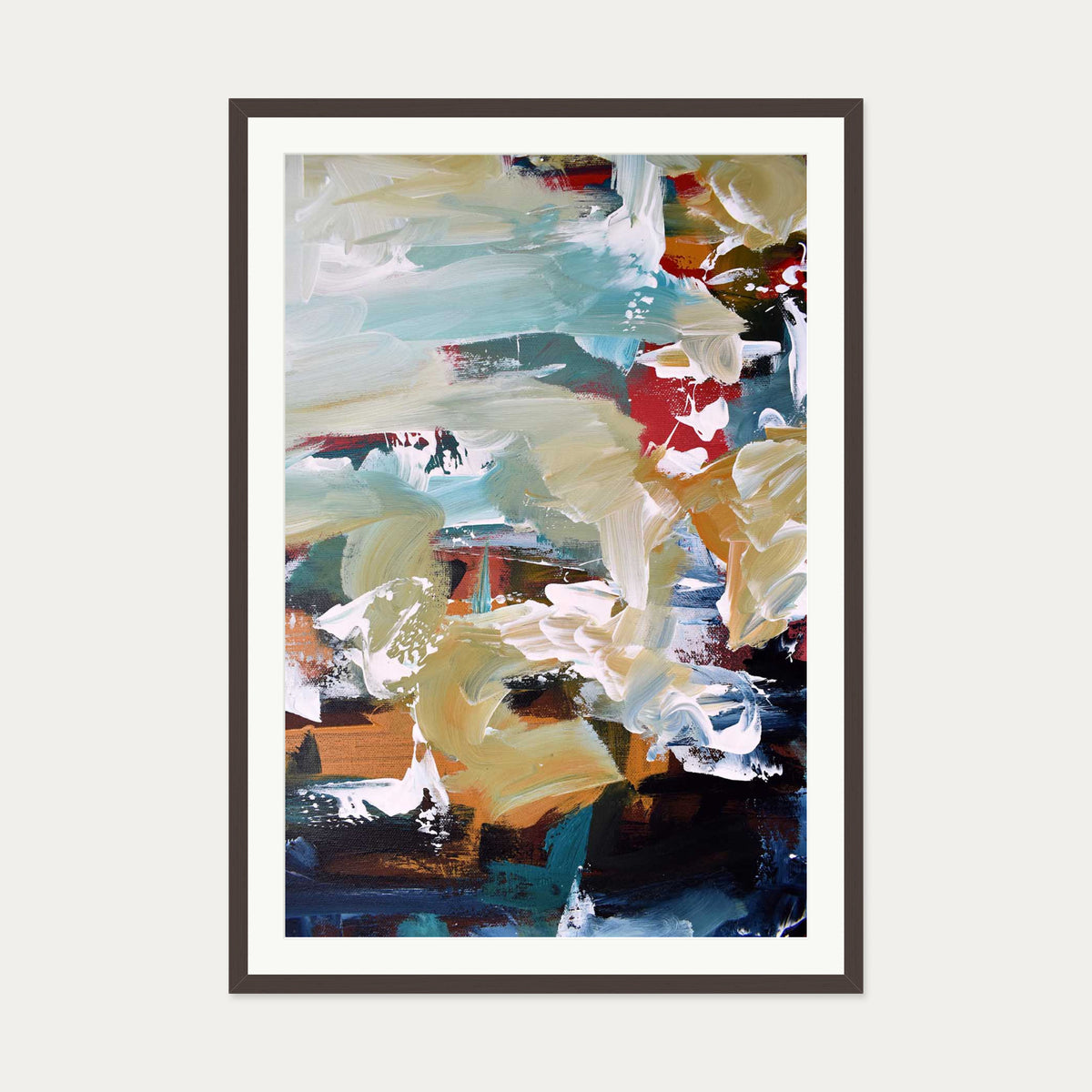 Abstract 107 Art Print — 70 x 100 cm — Brown Frame