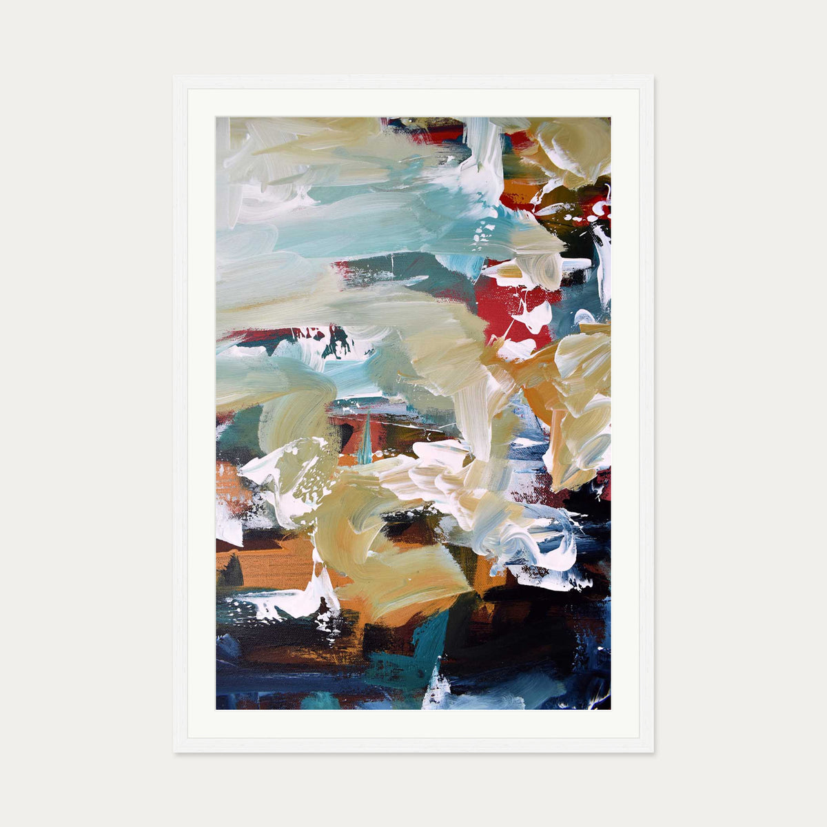 Abstract 107 Art Print — 70 x 100 cm — White Frame