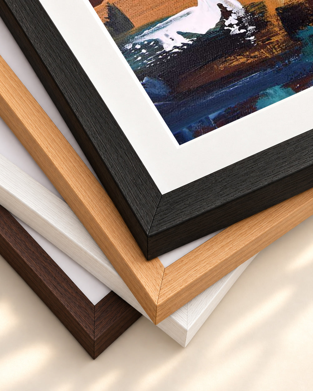 Abstract 107 Art Print — framed print corner with 5 cm mount and bevel