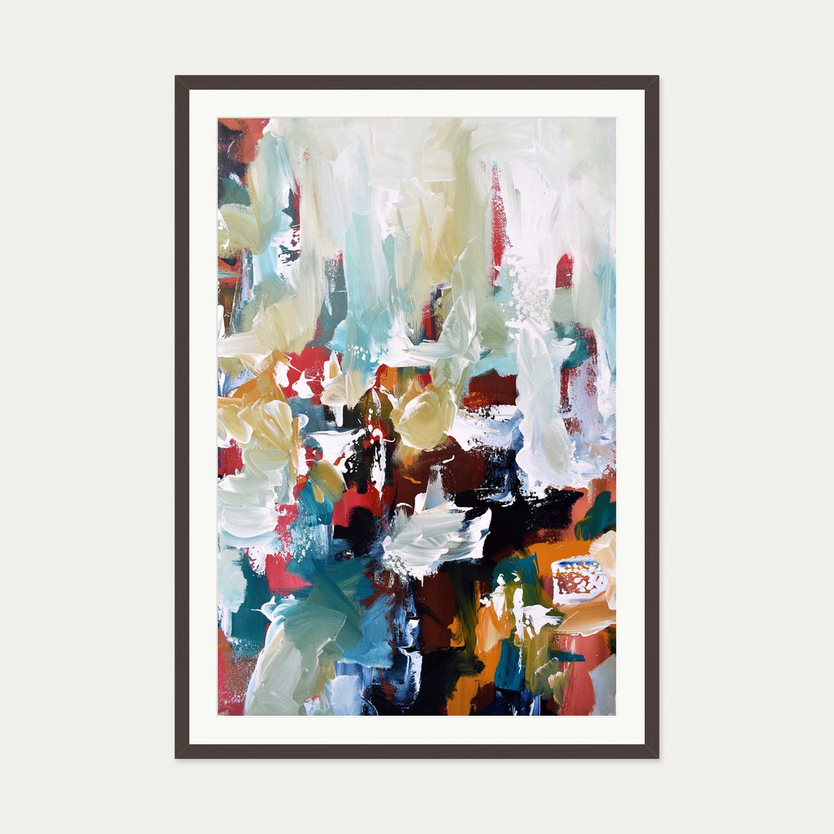 Abstract 108 Art Print — 70 x 100 cm — Brown Frame