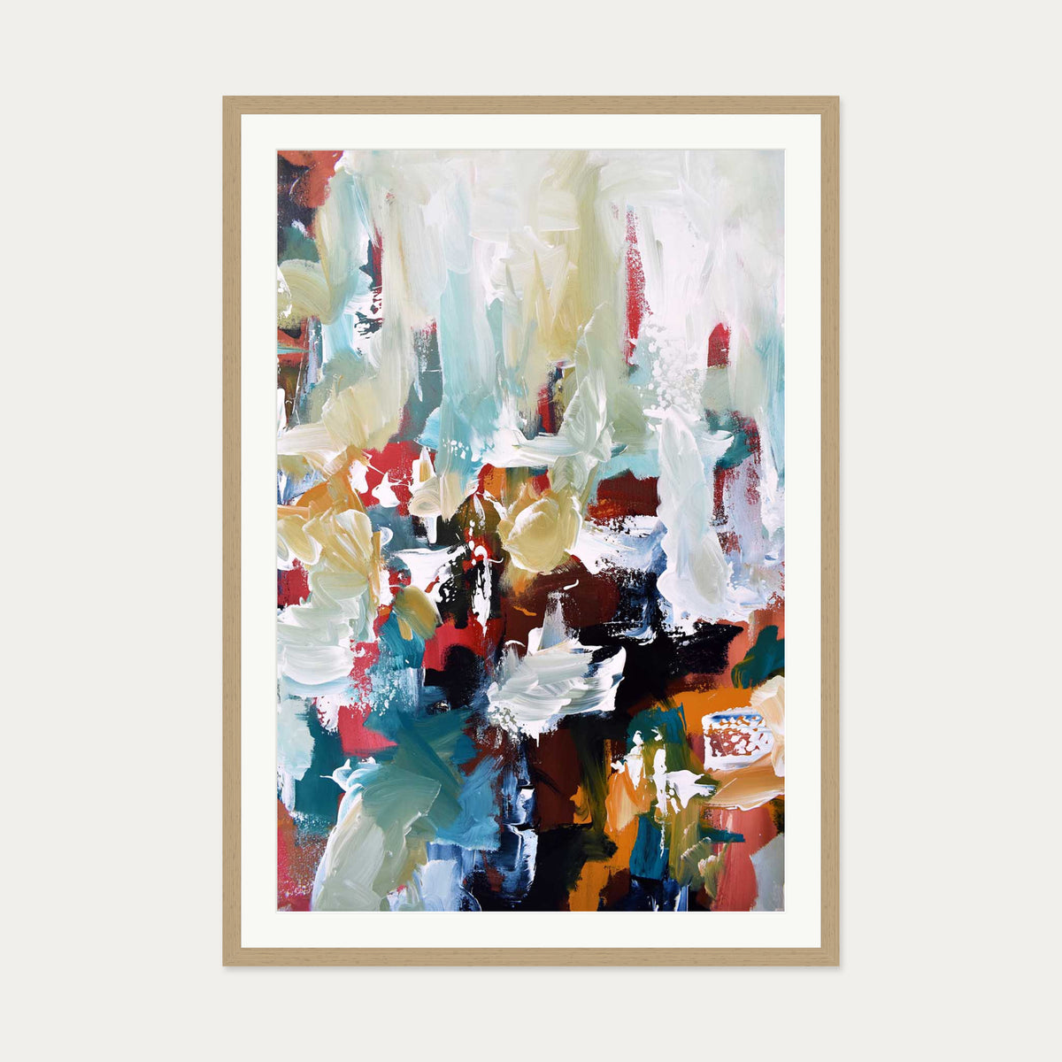 Abstract 108 Art Print — 70 x 100 cm — Oak Frame