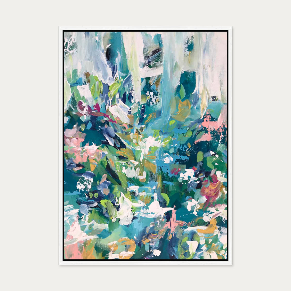 Abstract 110 Canvas Art — 50 x 70 cm — White Frame