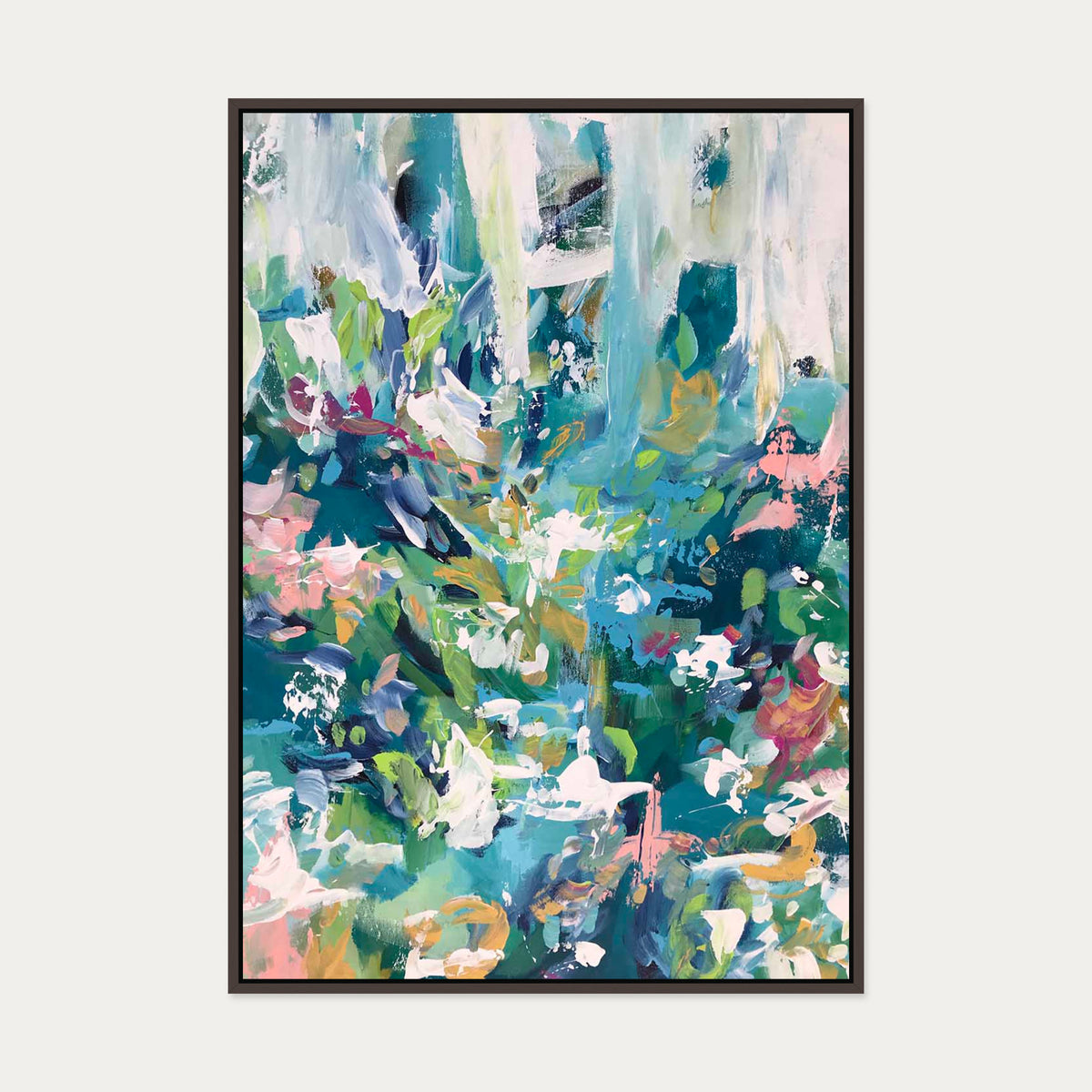 Abstract 110 Canvas Art — 70 x 100 cm — Brown Frame