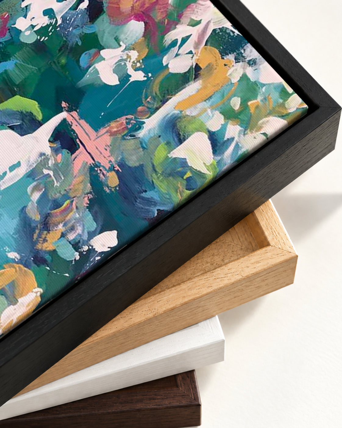 Abstract 110 Canvas Art — framed canvas corner and wrapped canvas detail