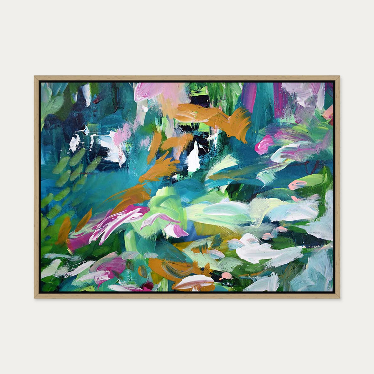 Abstract 142 Canvas Art — 50 x 70 cm — Oak Frame