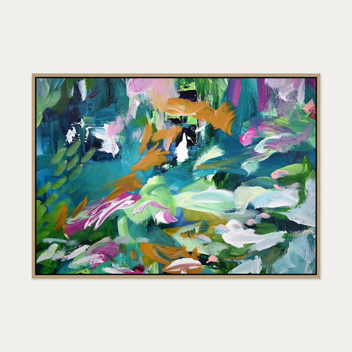 Abstract 142 Canvas Art — 70 x 100 cm — Oak Frame