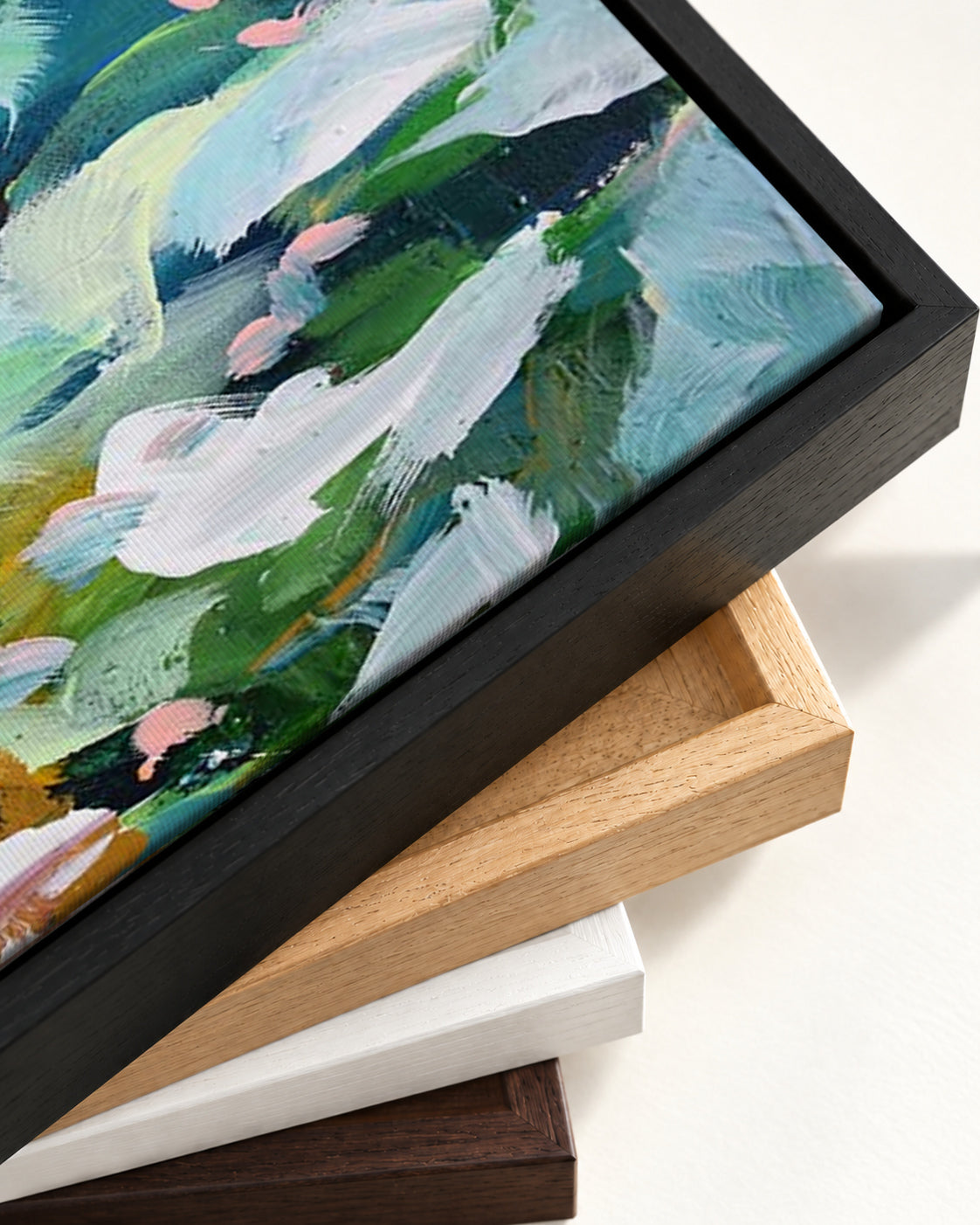 Abstract 142 Canvas Art — framed canvas corner and wrapped canvas detail
