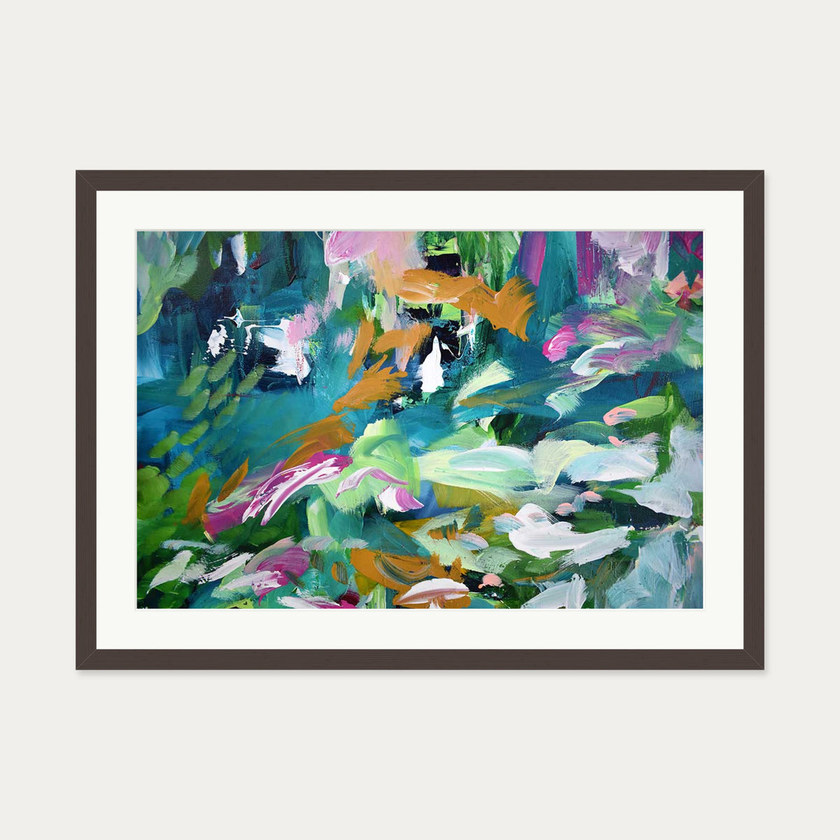 Abstract 142 Art Print — 50 x 70 cm — Brown Frame