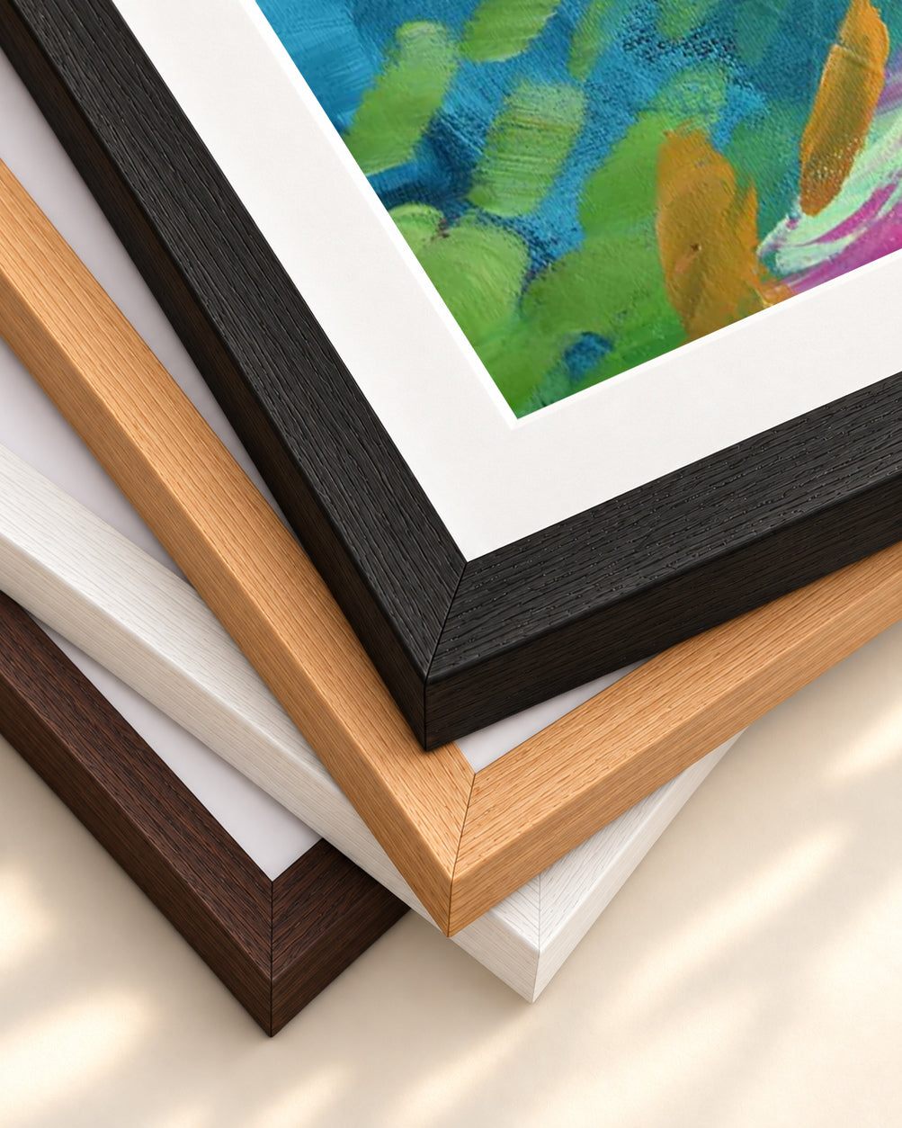 Abstract 144 Art Print — framed print corner with 5 cm mount and bevel