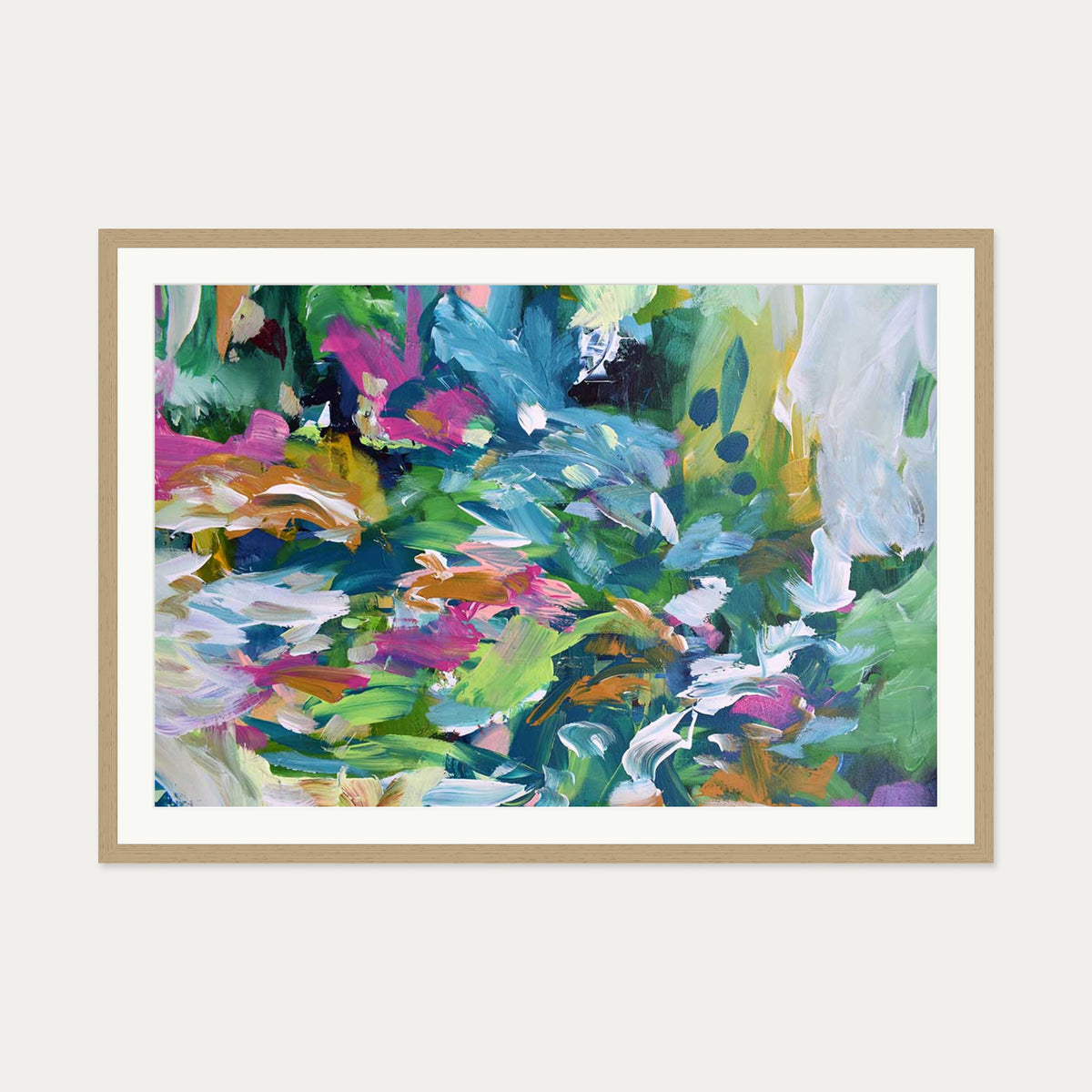 Abstract 145 Art Print — 70 x 100 cm — Oak Frame