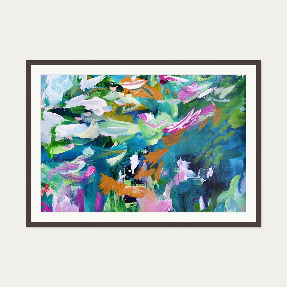 Abstract 147 Art Print — 70 x 100 cm — Brown Frame